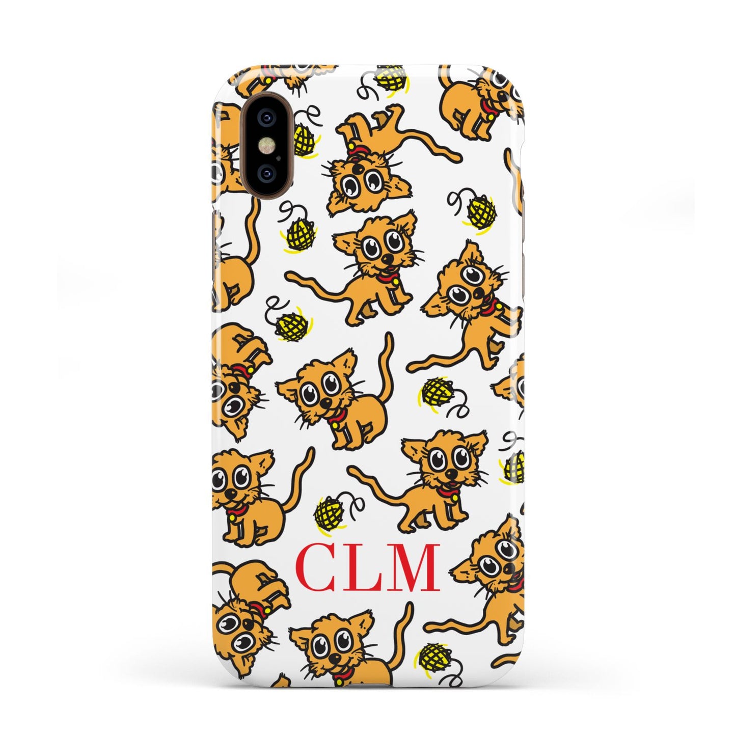 Personalised Puppy Initials Clear Apple iPhone XS 3D Tough