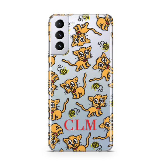 Personalised Puppy Initials Clear Samsung S21 Plus Phone Case