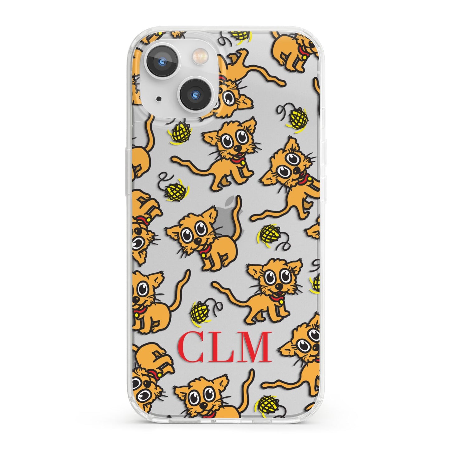 Personalised Puppy Initials Clear iPhone 13 Clear Bumper Case