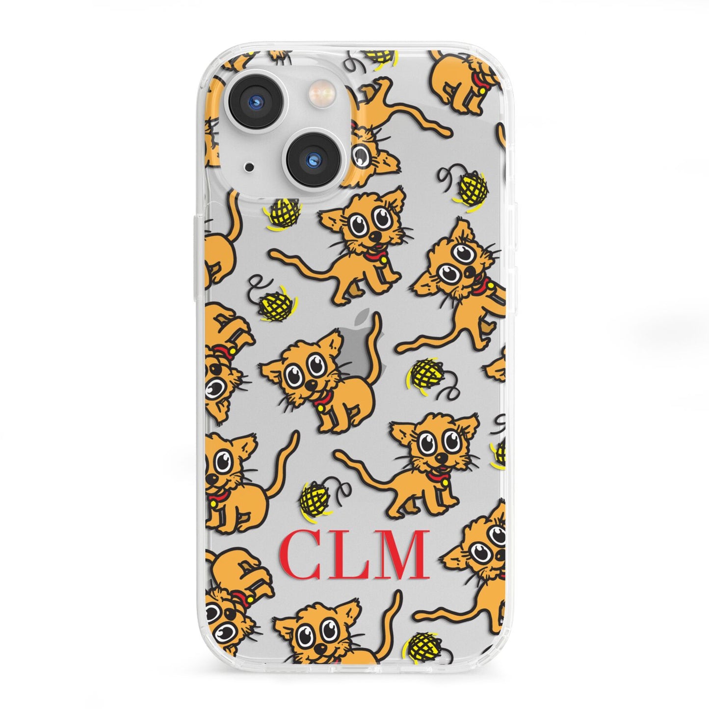 Personalised Puppy Initials Clear iPhone 13 Mini Clear Bumper Case