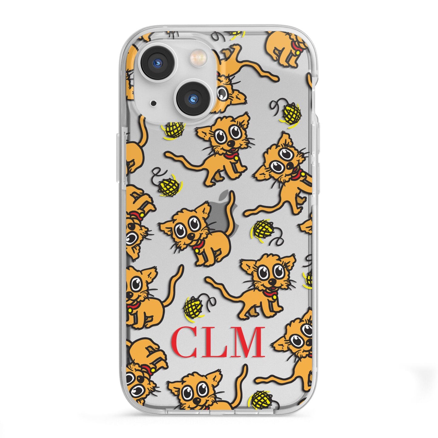 Personalised Puppy Initials Clear iPhone 13 Mini TPU Impact Case with White Edges