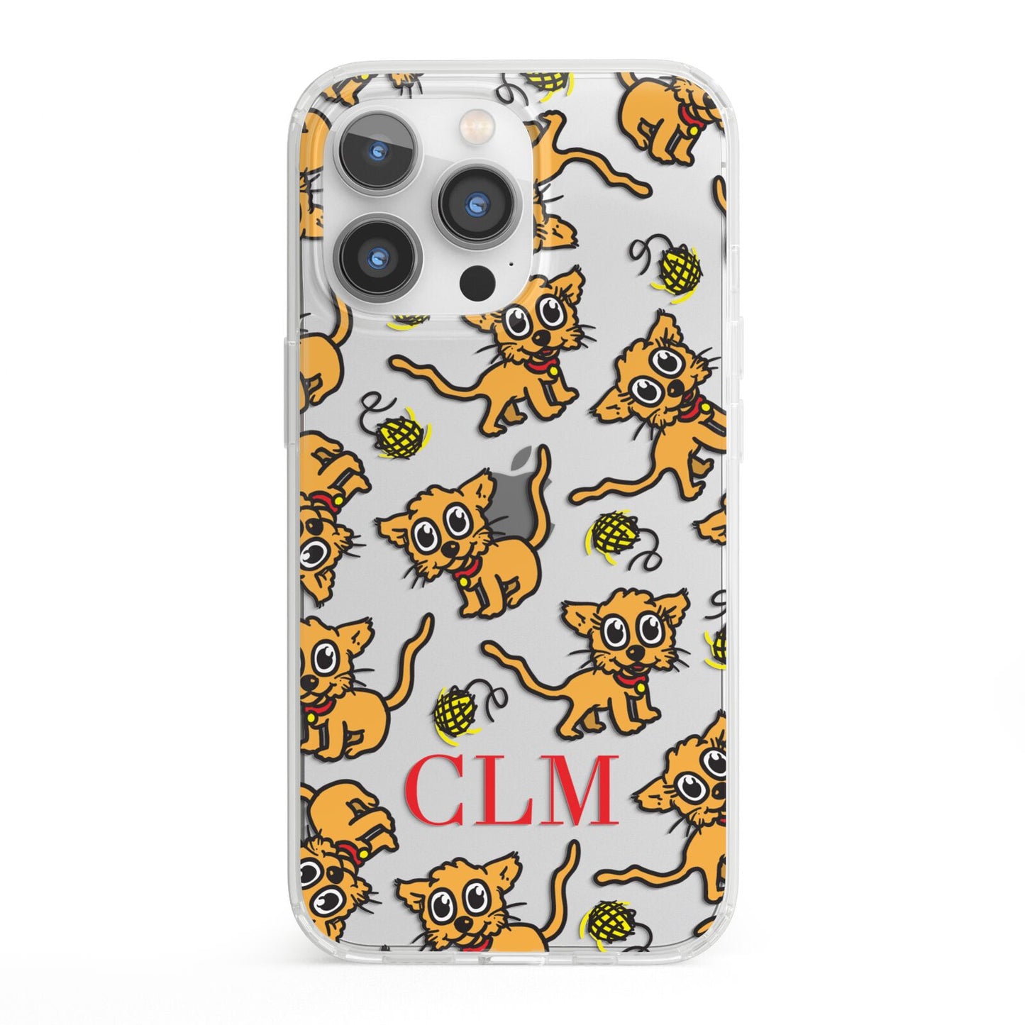 Personalised Puppy Initials Clear iPhone 13 Pro Clear Bumper Case