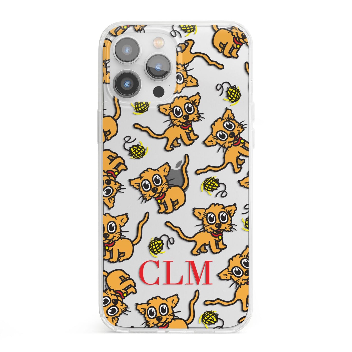 Personalised Puppy Initials Clear iPhone 13 Pro Max Clear Bumper Case