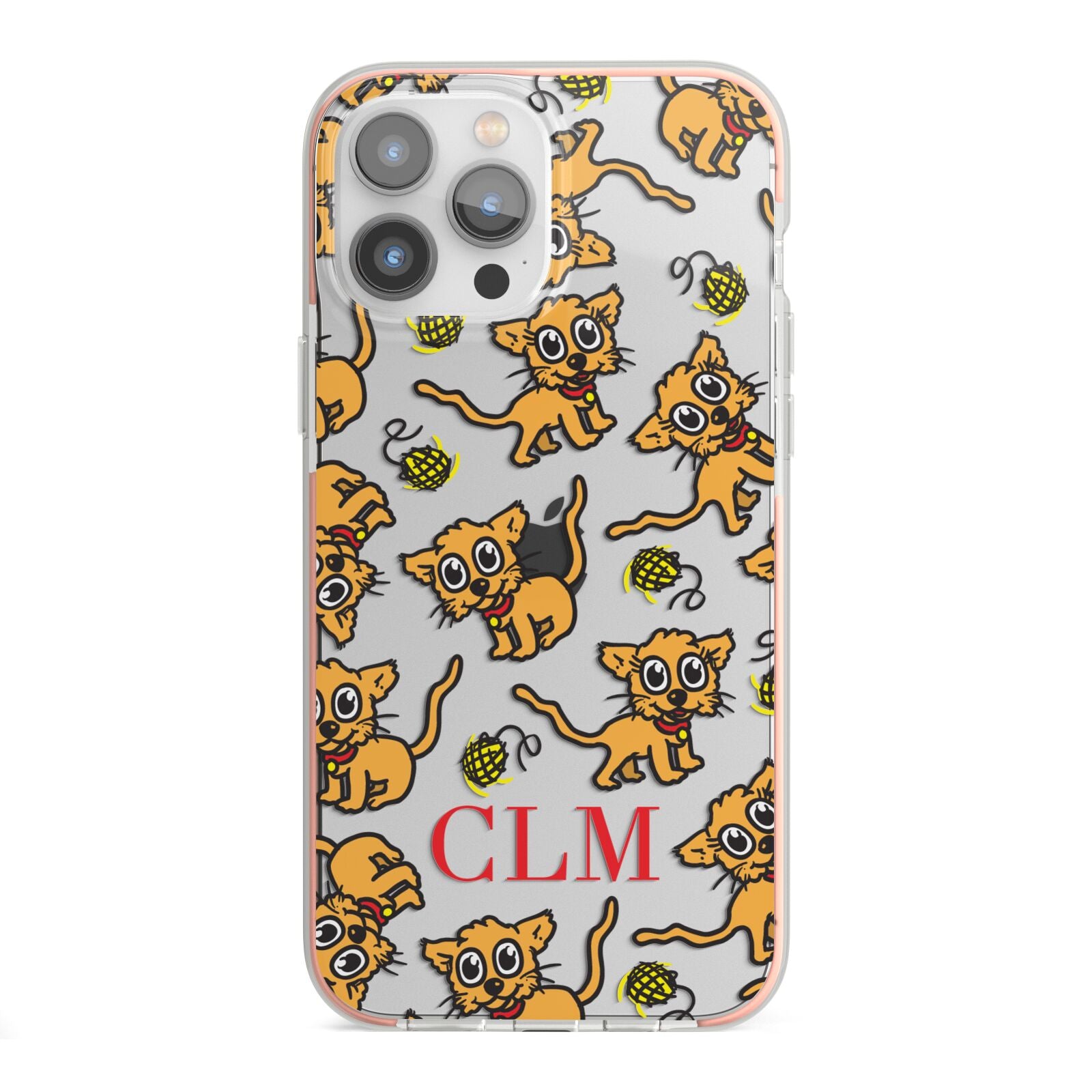 Personalised Puppy Initials Clear iPhone 13 Pro Max TPU Impact Case with Pink Edges