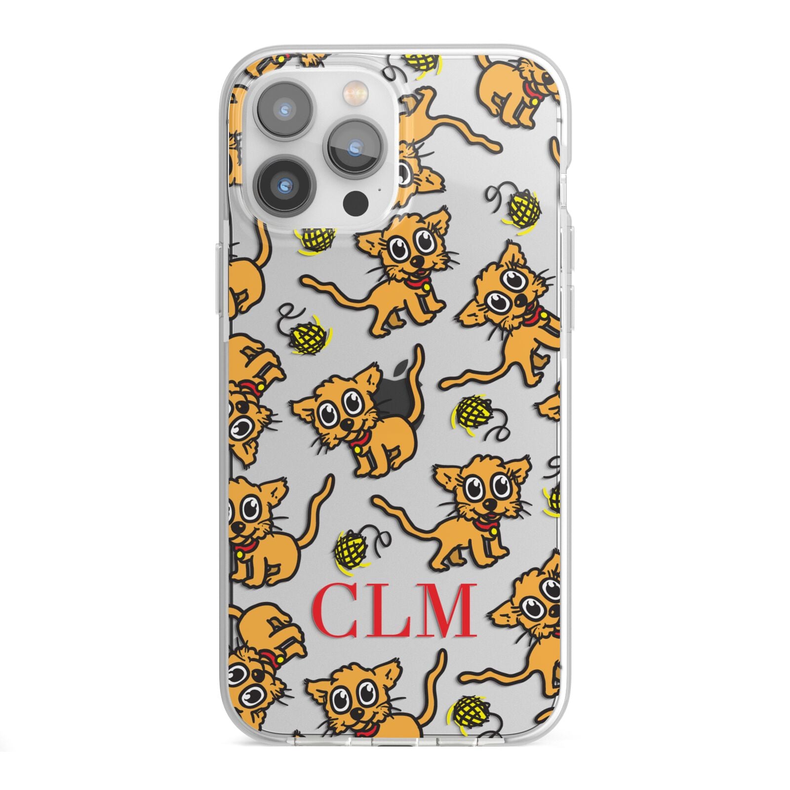 Personalised Puppy Initials Clear iPhone 13 Pro Max TPU Impact Case with White Edges