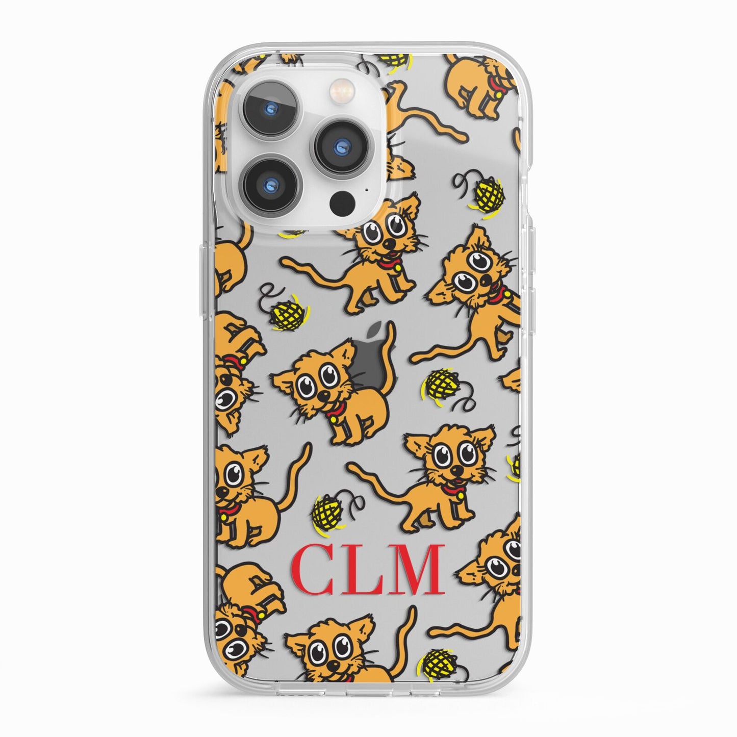 Personalised Puppy Initials Clear iPhone 13 Pro TPU Impact Case with White Edges