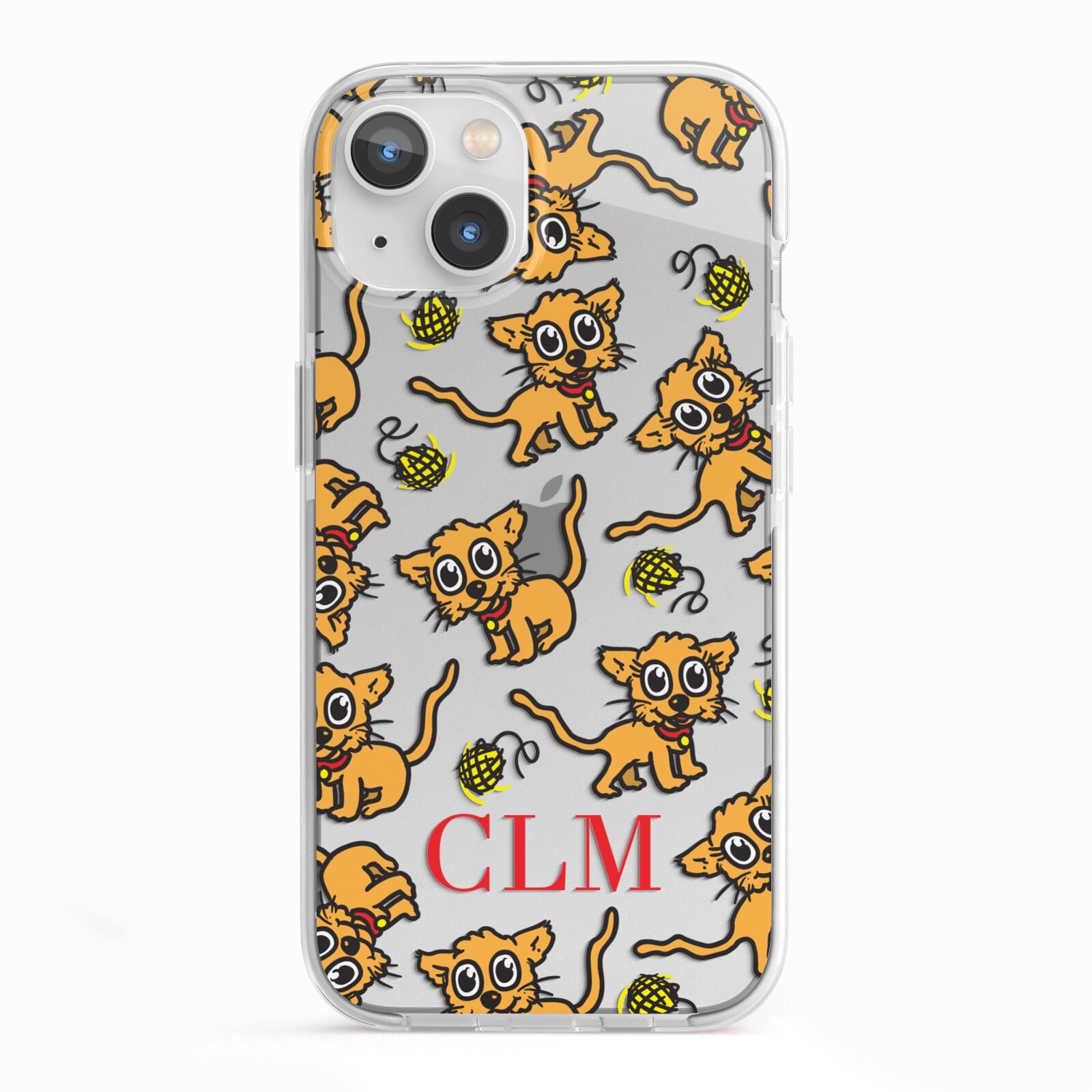 Personalised Puppy Initials Clear iPhone 13 TPU Impact Case with White Edges