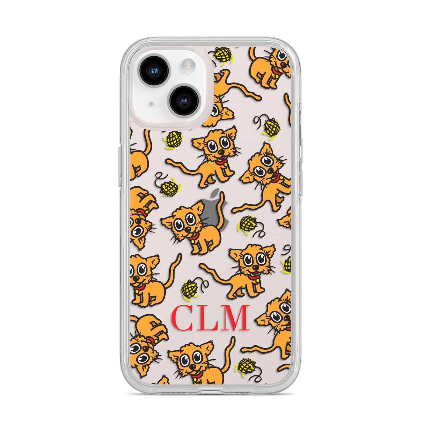 Personalised Puppy Initials Clear iPhone 14 Clear Tough Case Starlight