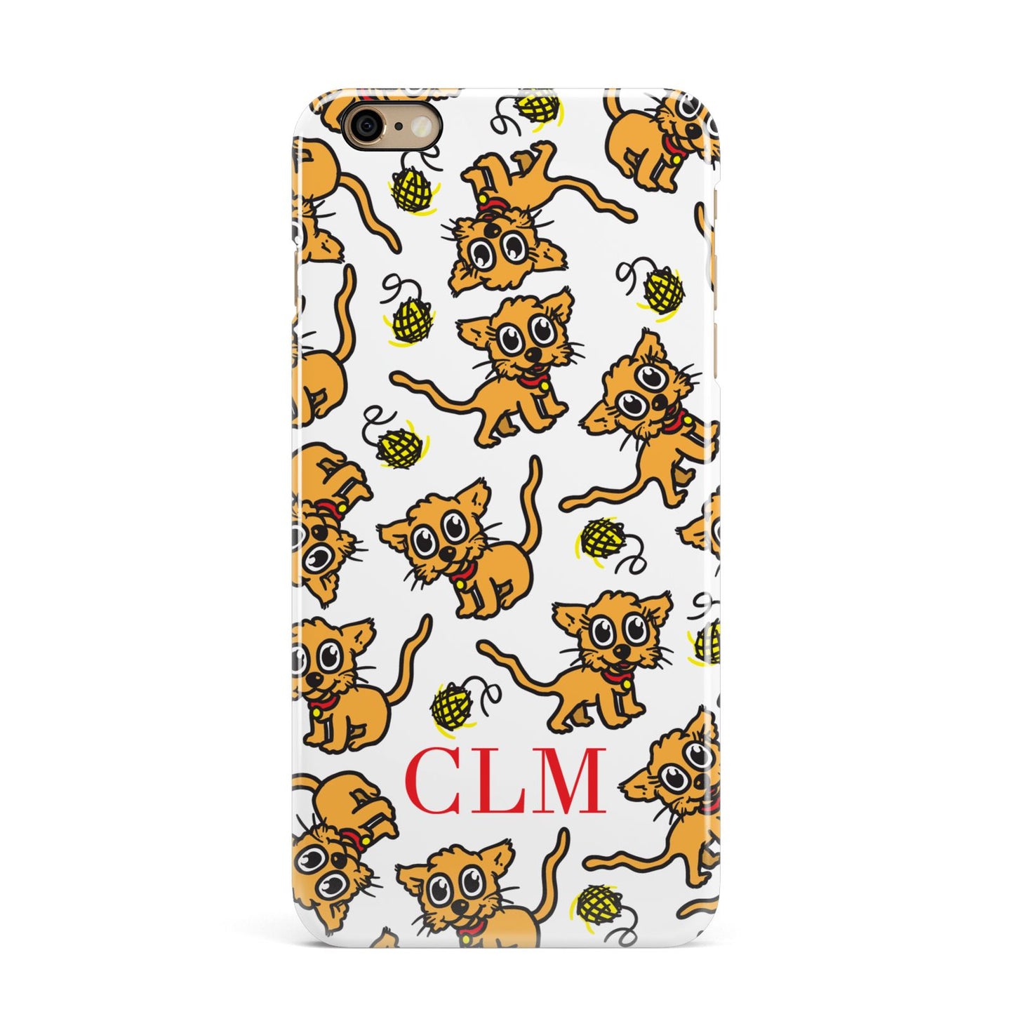 Personalised Puppy Initials Clear iPhone 6 Plus 3D Snap Case on Gold Phone