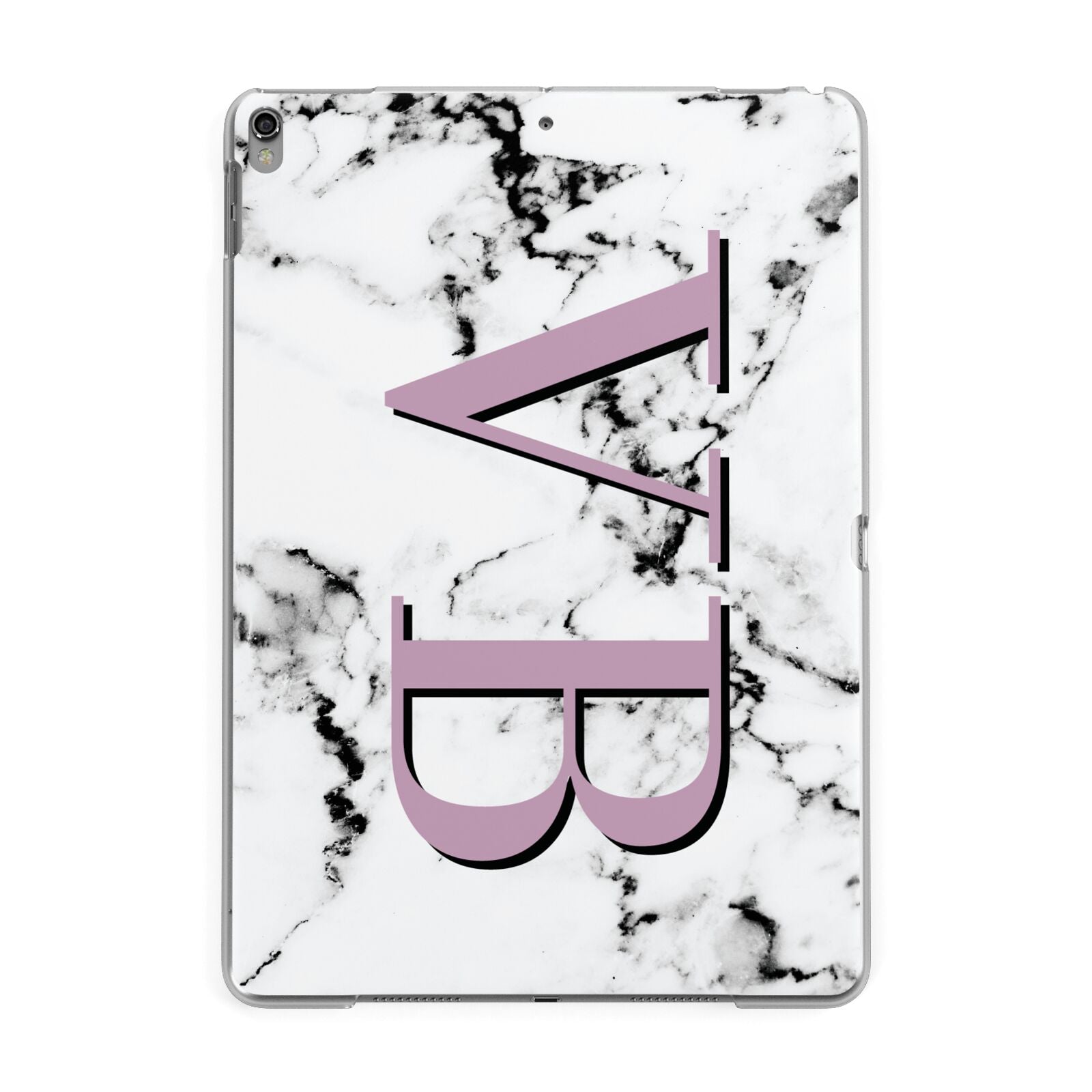 Personalised Purple Big Initials Marble Apple iPad Grey Case