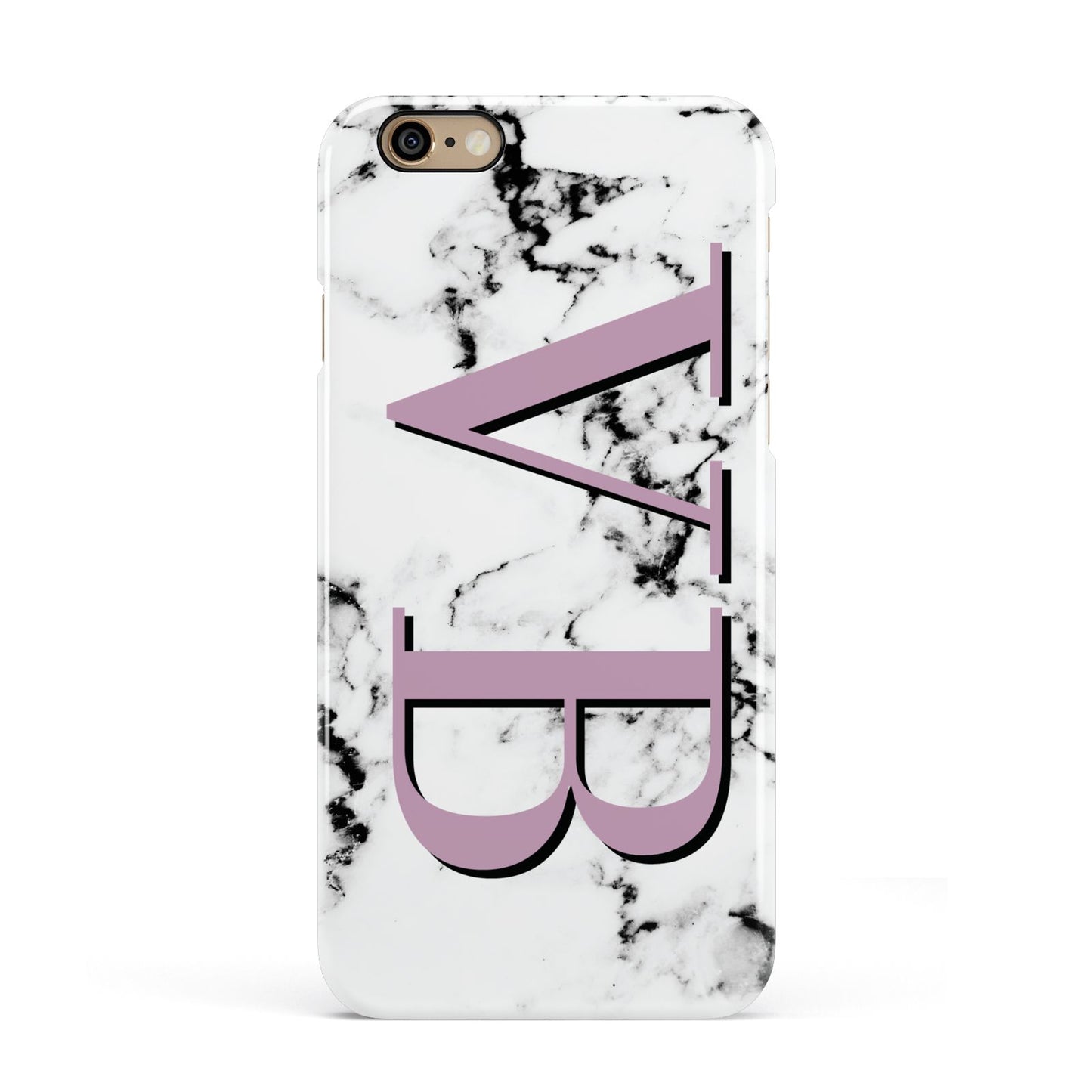 Personalised Purple Big Initials Marble Apple iPhone 6 3D Snap Case