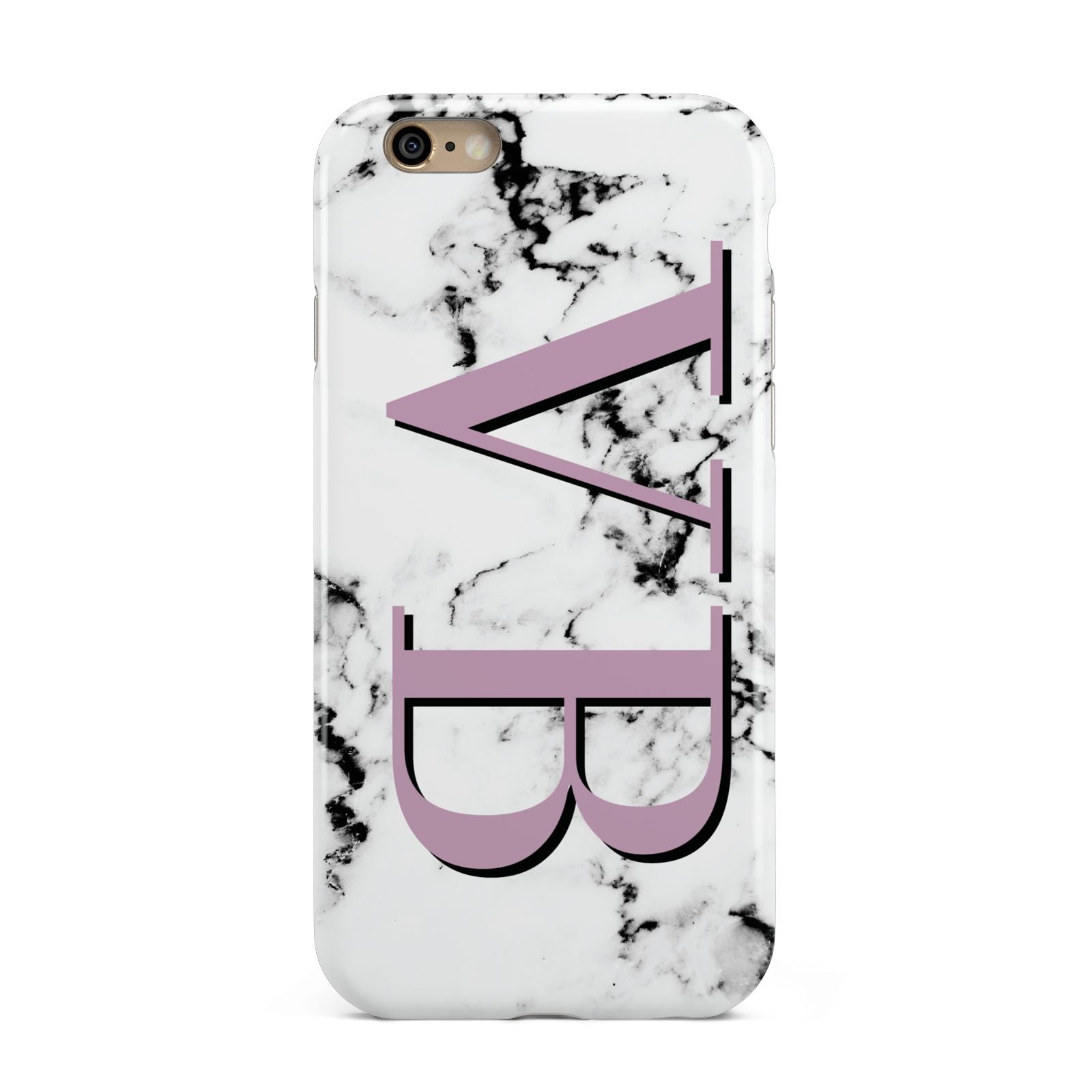 Personalised Purple Big Initials Marble Apple iPhone 6 3D Tough Case