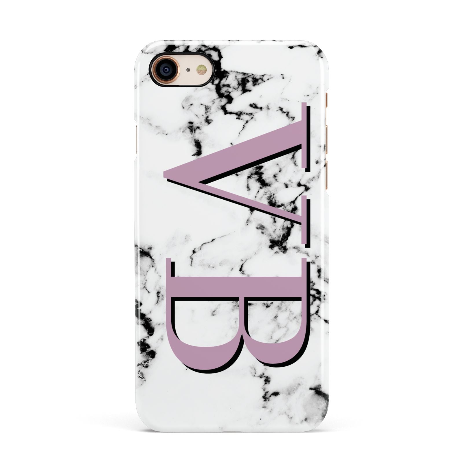 Personalised Purple Big Initials Marble Apple iPhone 7 8 3D Snap Case