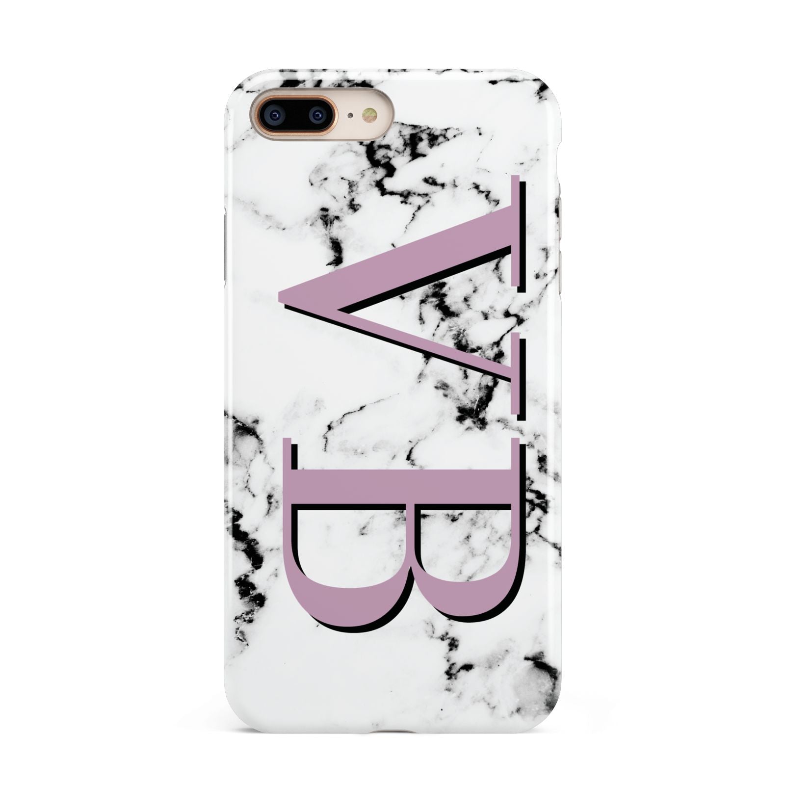 Personalised Purple Big Initials Marble Apple iPhone 7 8 Plus 3D Tough Case