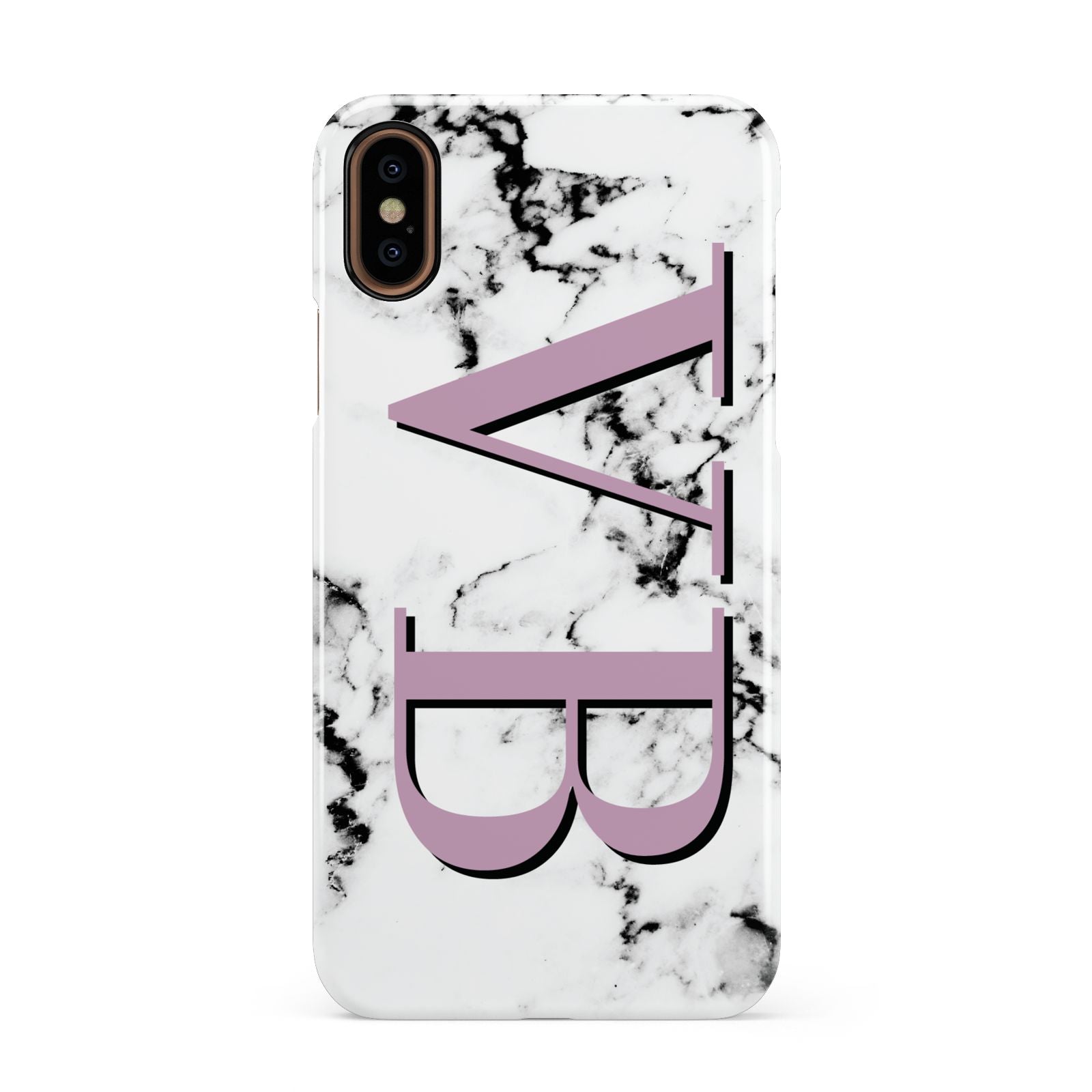 Personalised Purple Big Initials Marble Apple iPhone XS 3D Snap Case