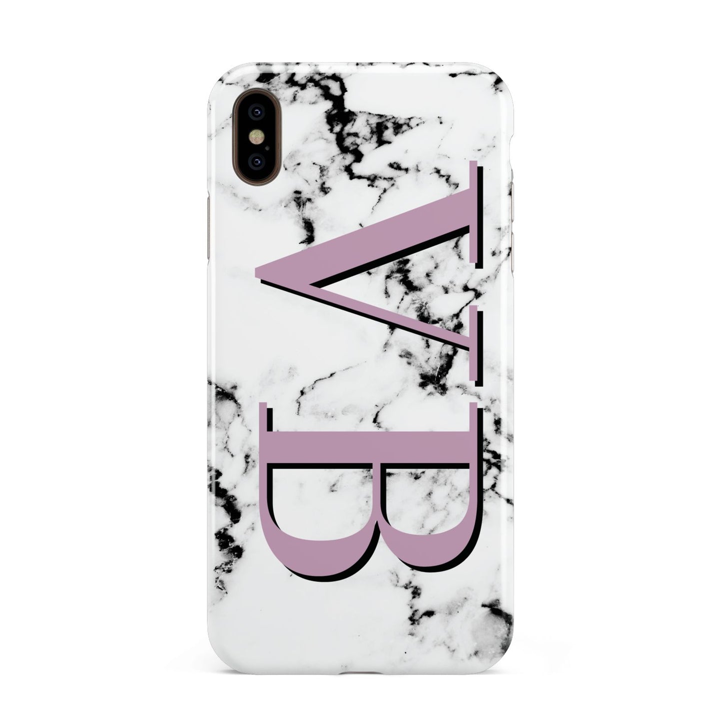 Personalised Purple Big Initials Marble Apple iPhone Xs Max 3D Tough Case