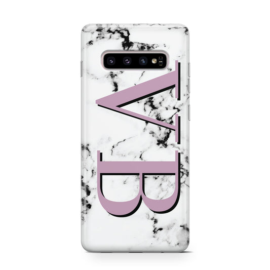 Personalised Purple Big Initials Marble Protective Samsung Galaxy Case