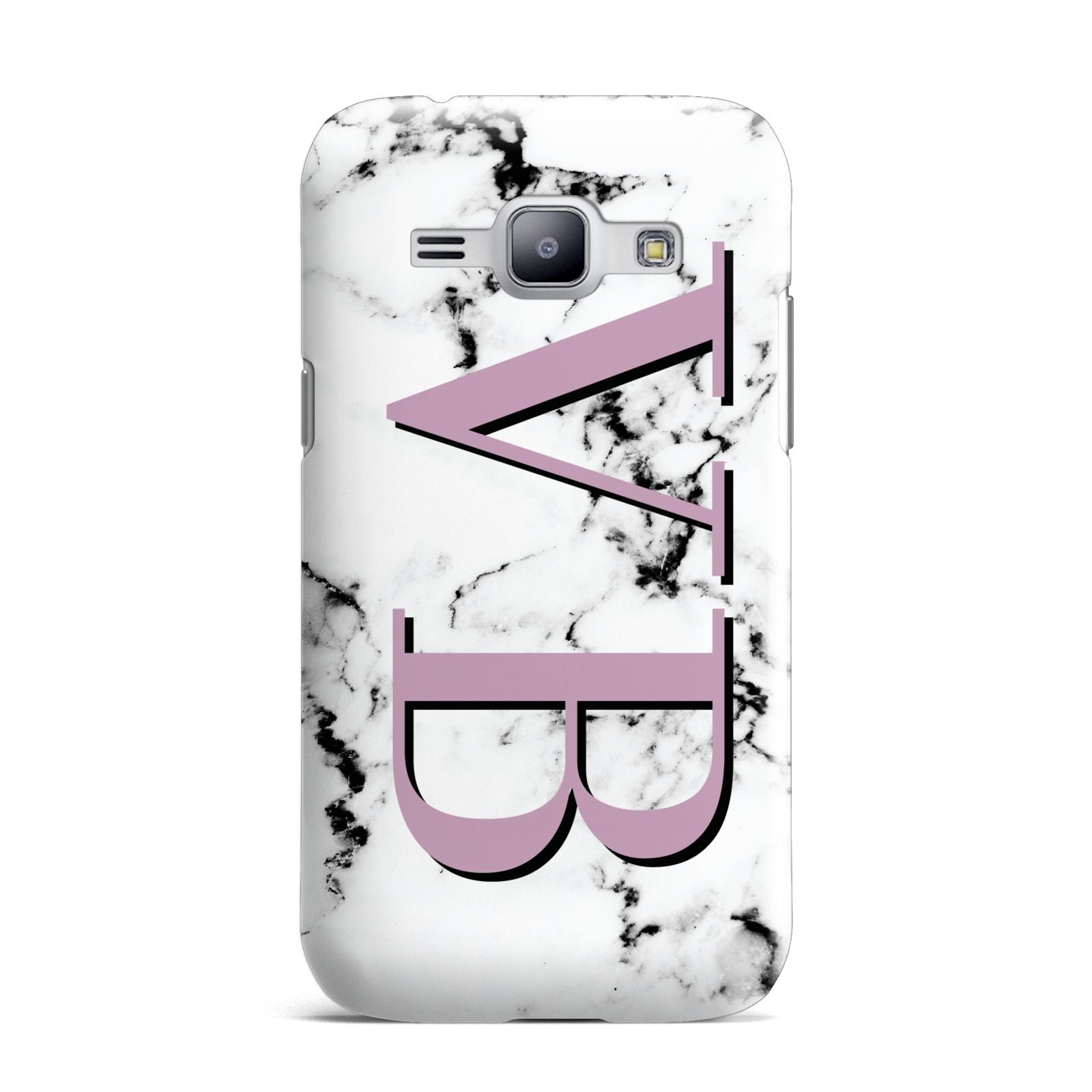 Personalised Purple Big Initials Marble Samsung Galaxy J1 2015 Case