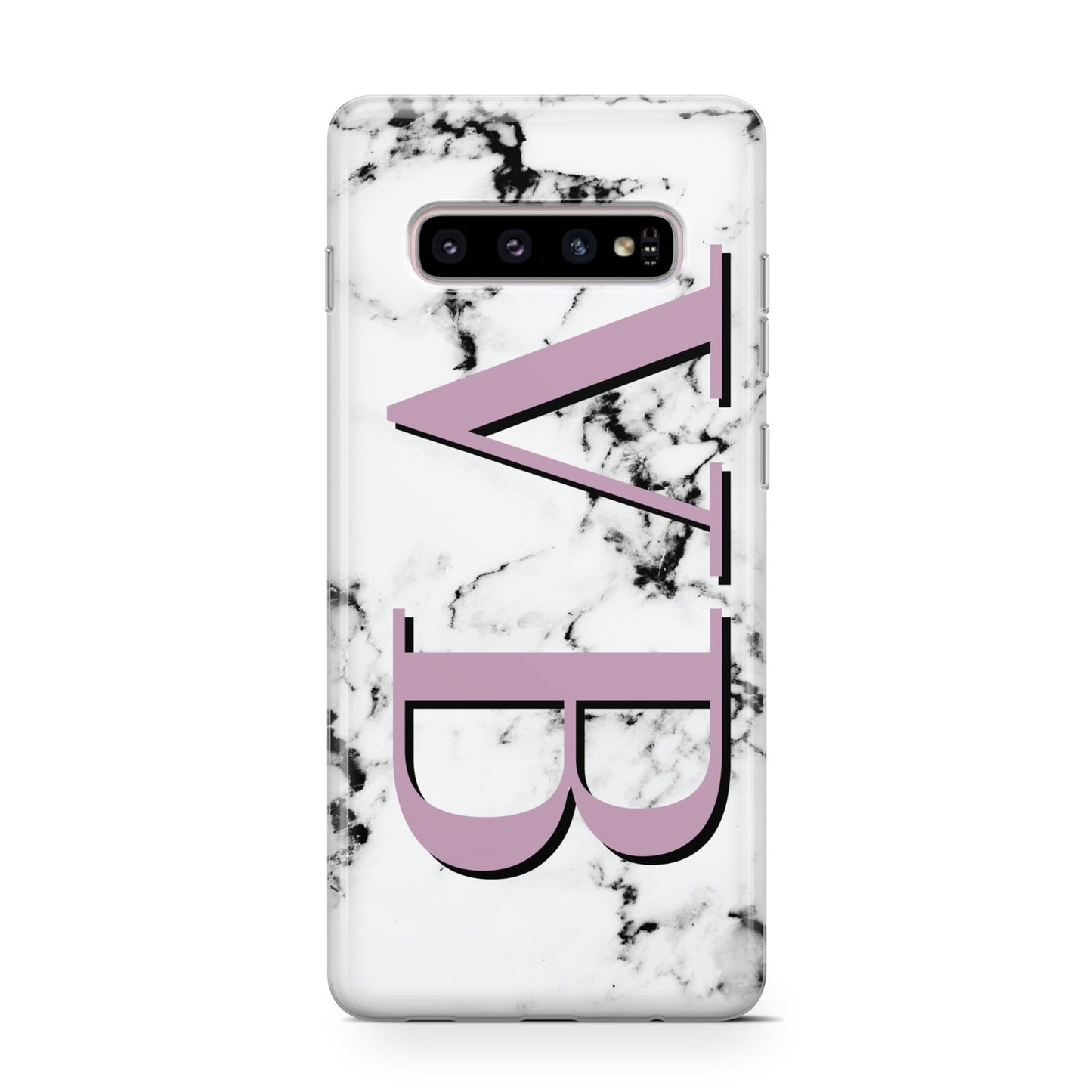 Personalised Purple Big Initials Marble Samsung Galaxy S10 Case