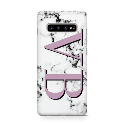 Personalised Purple Big Initials Marble Samsung Galaxy S10 Case