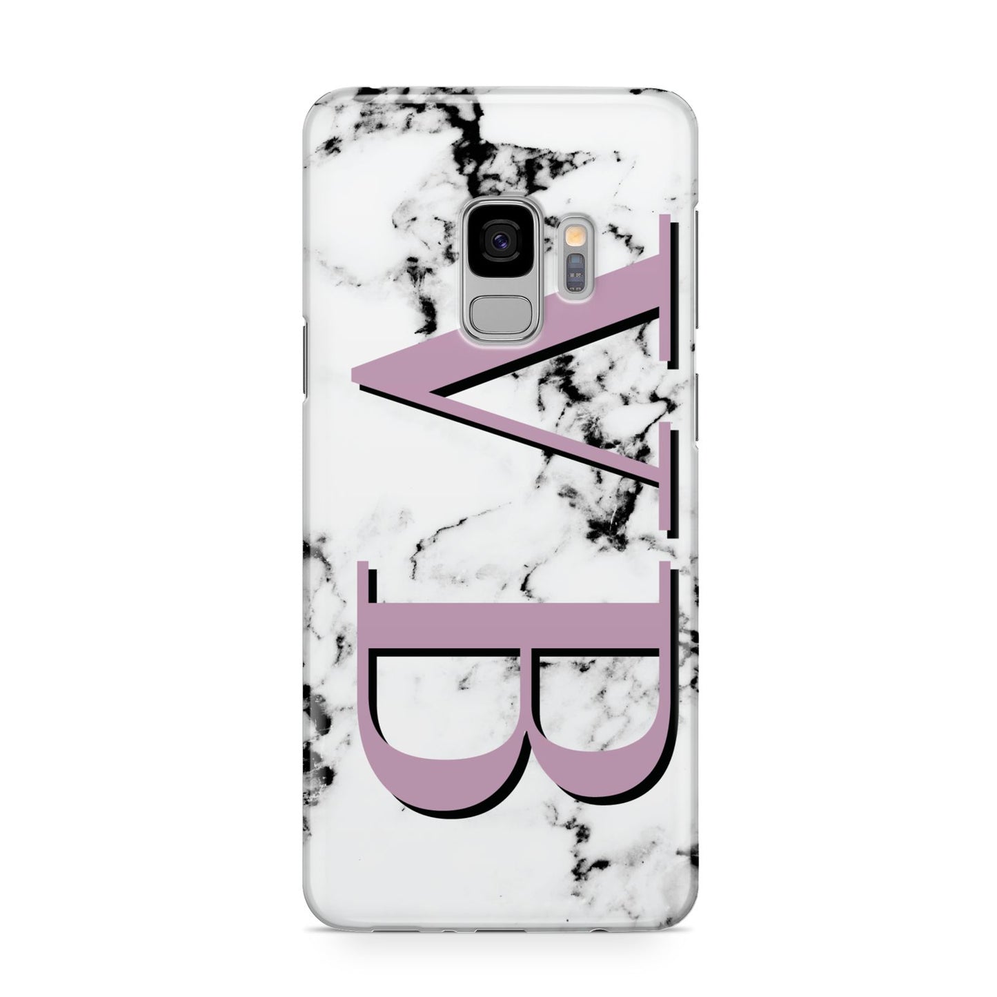 Personalised Purple Big Initials Marble Samsung Galaxy S9 Case