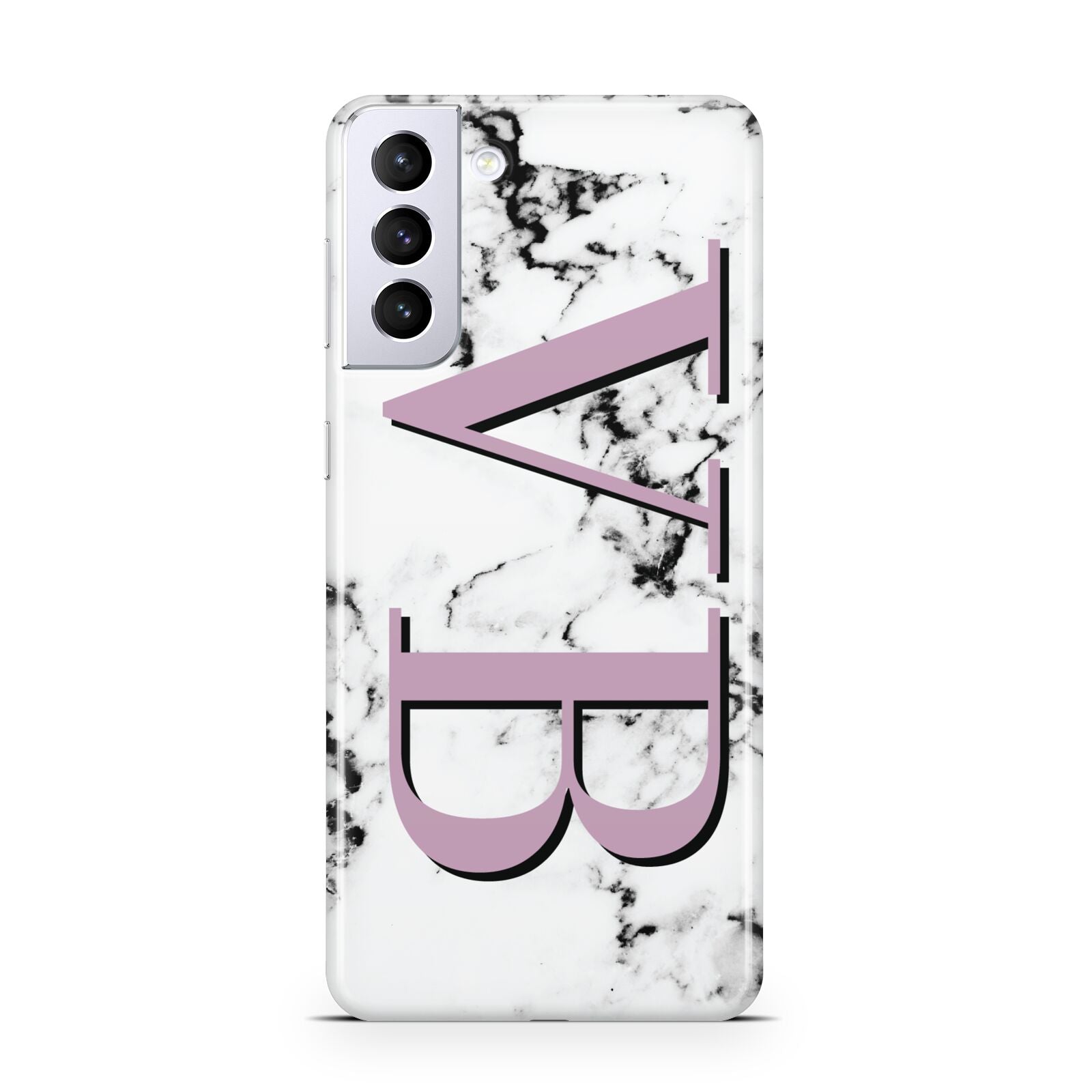 Personalised Purple Big Initials Marble Samsung S21 Plus Phone Case