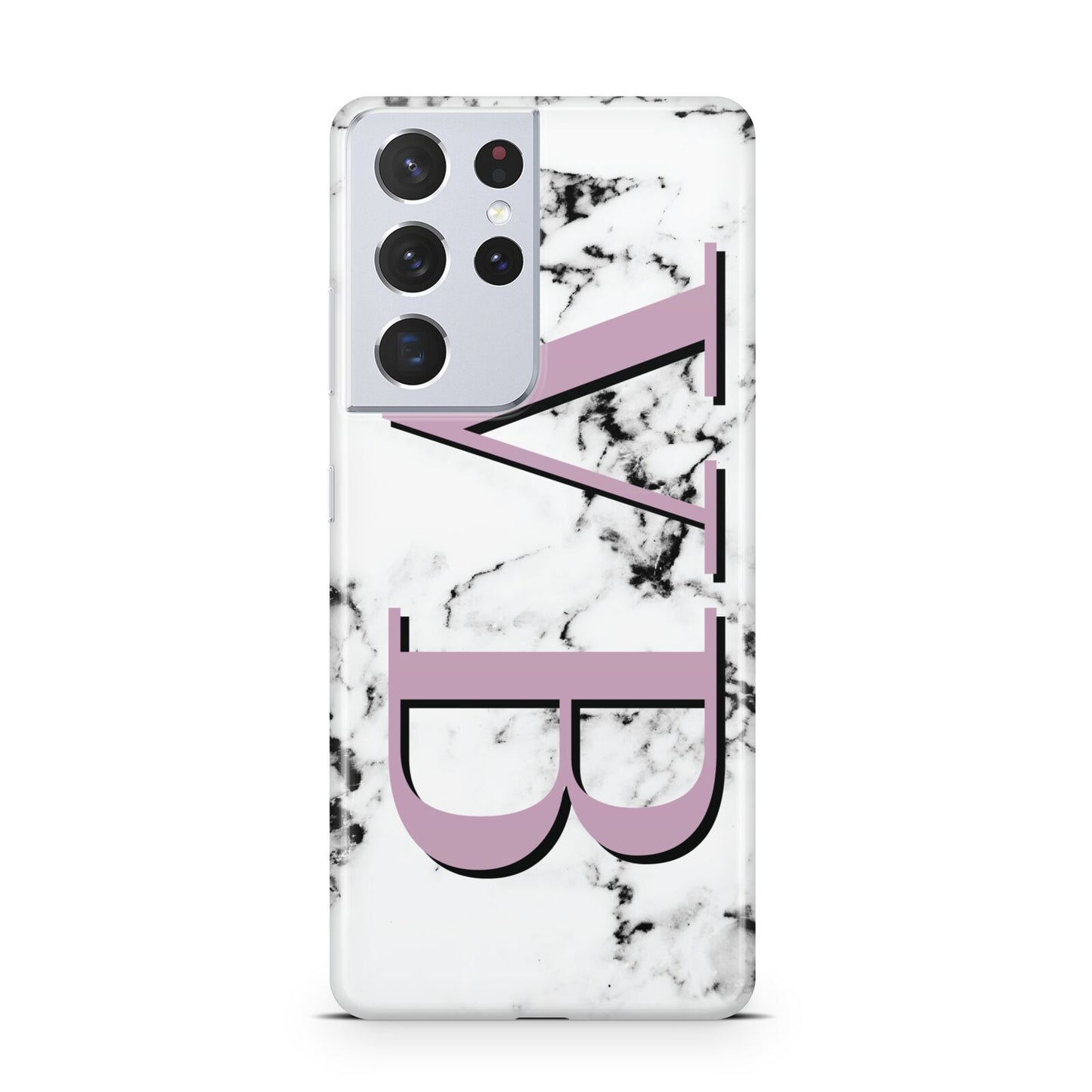 Personalised Purple Big Initials Marble Samsung S21 Ultra Case