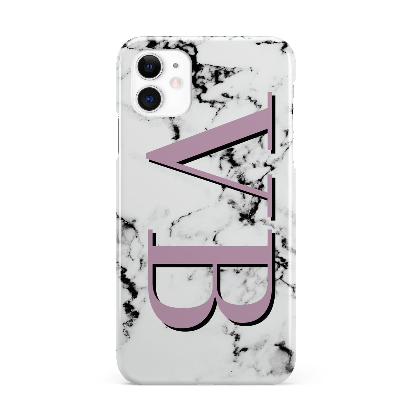 Personalised Purple Big Initials Marble iPhone 11 3D Snap Case