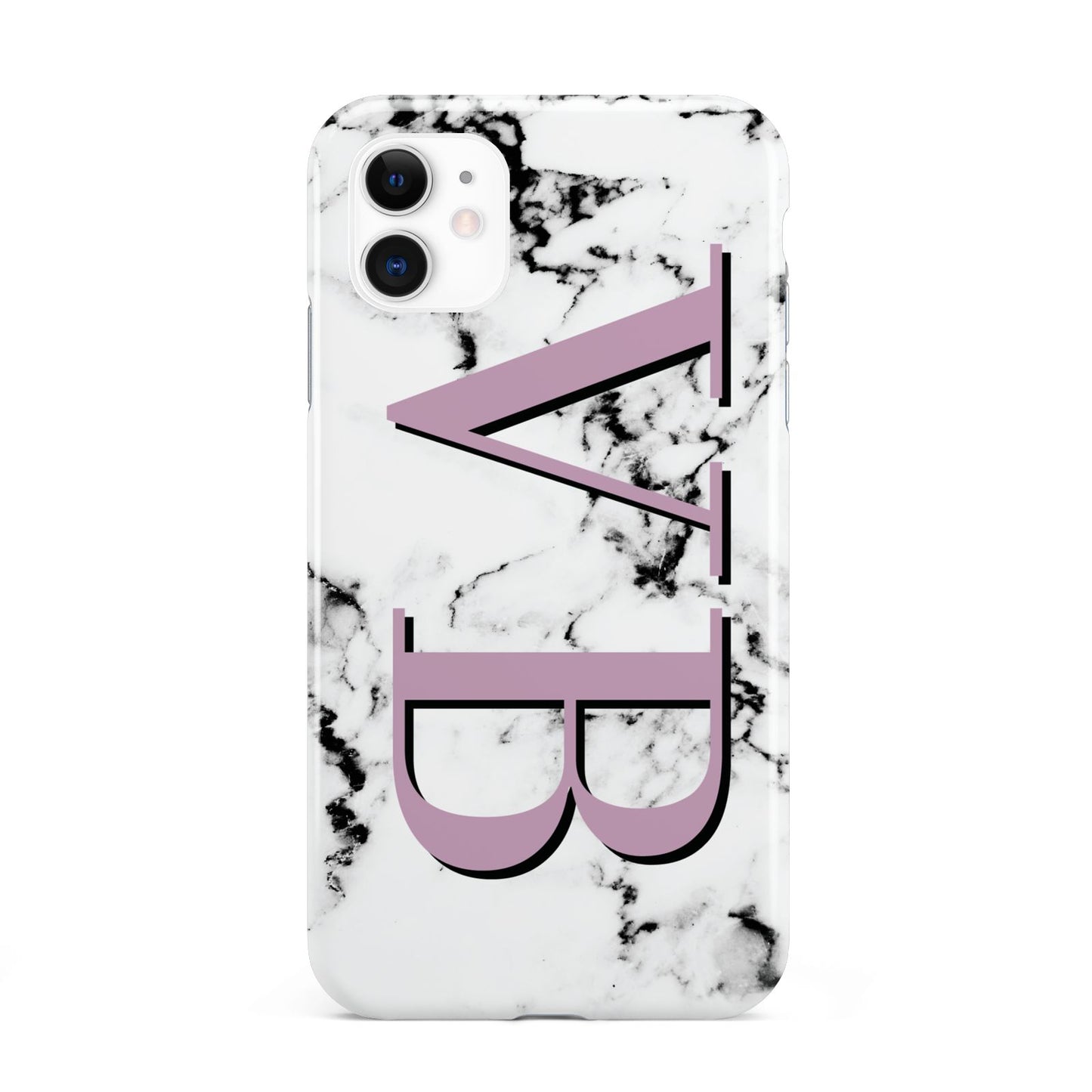 Personalised Purple Big Initials Marble iPhone 11 3D Tough Case