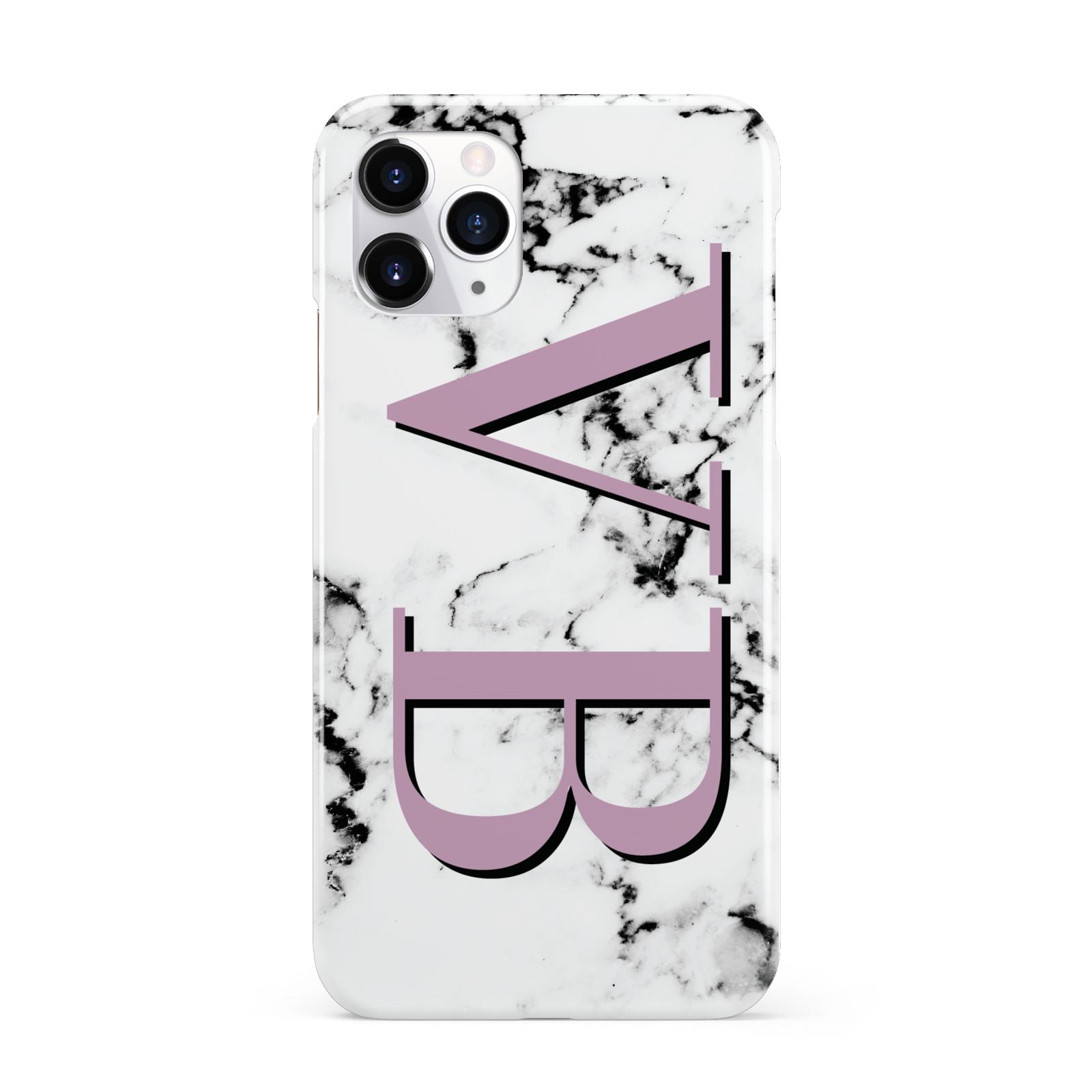 Personalised Purple Big Initials Marble iPhone 11 Pro 3D Snap Case