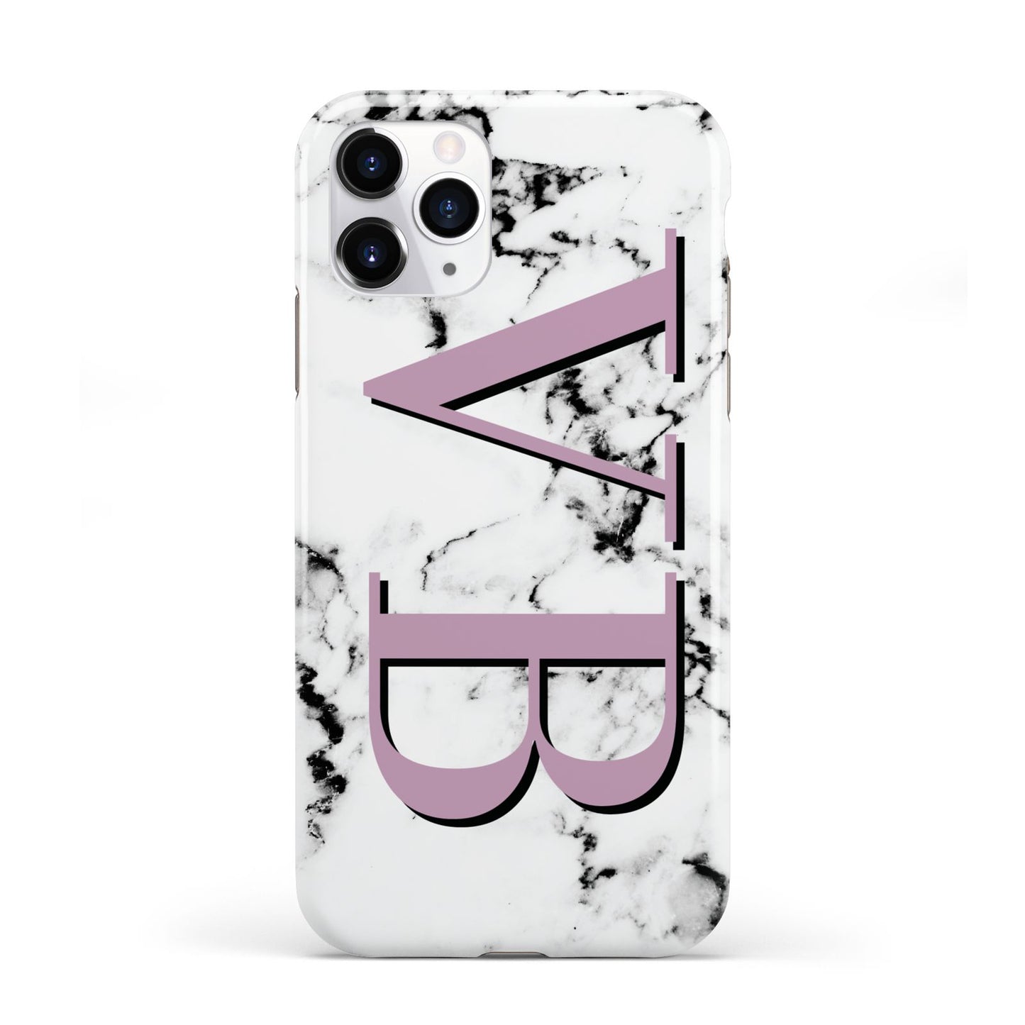 Personalised Purple Big Initials Marble iPhone 11 Pro 3D Tough Case