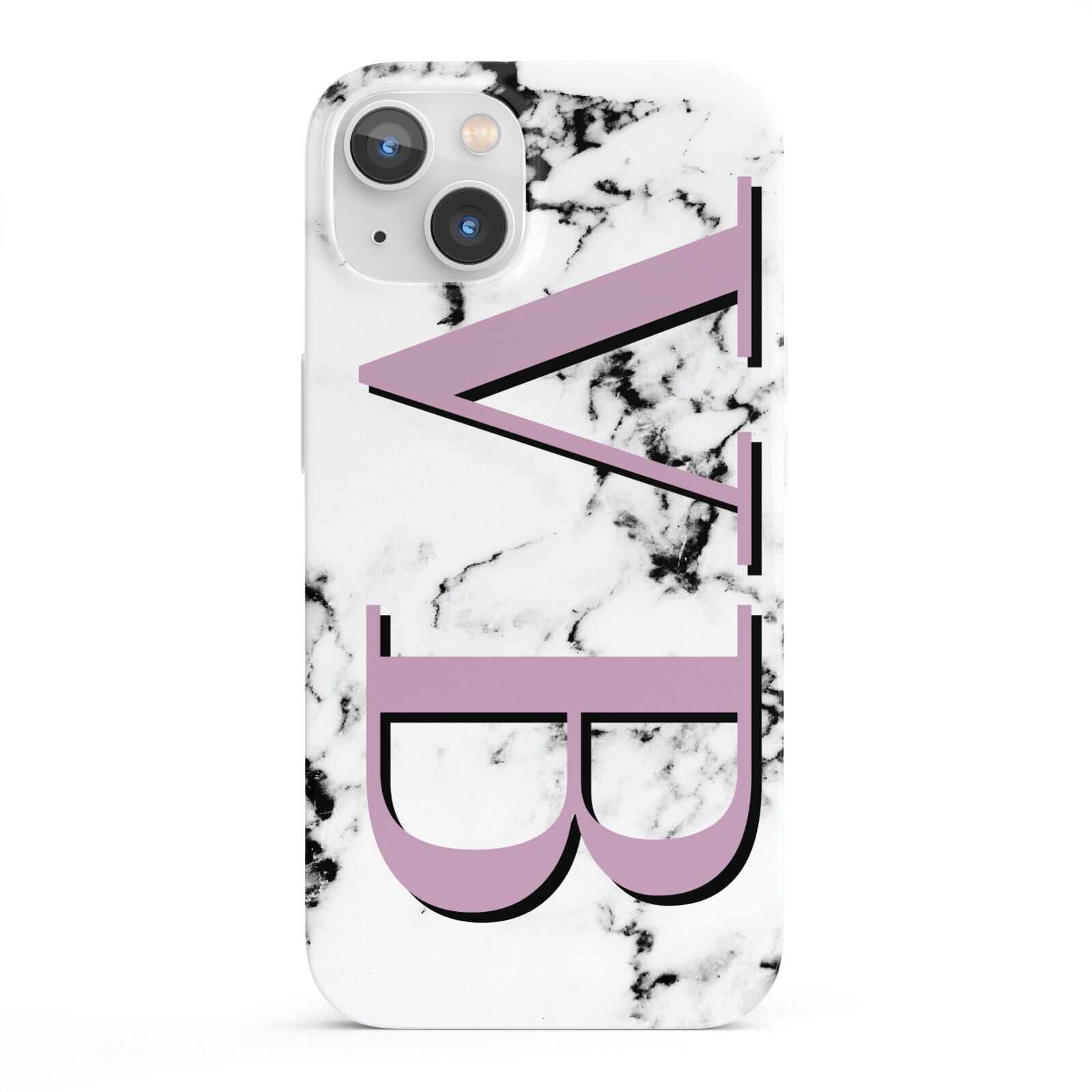 Personalised Purple Big Initials Marble iPhone 13 Full Wrap 3D Snap Case