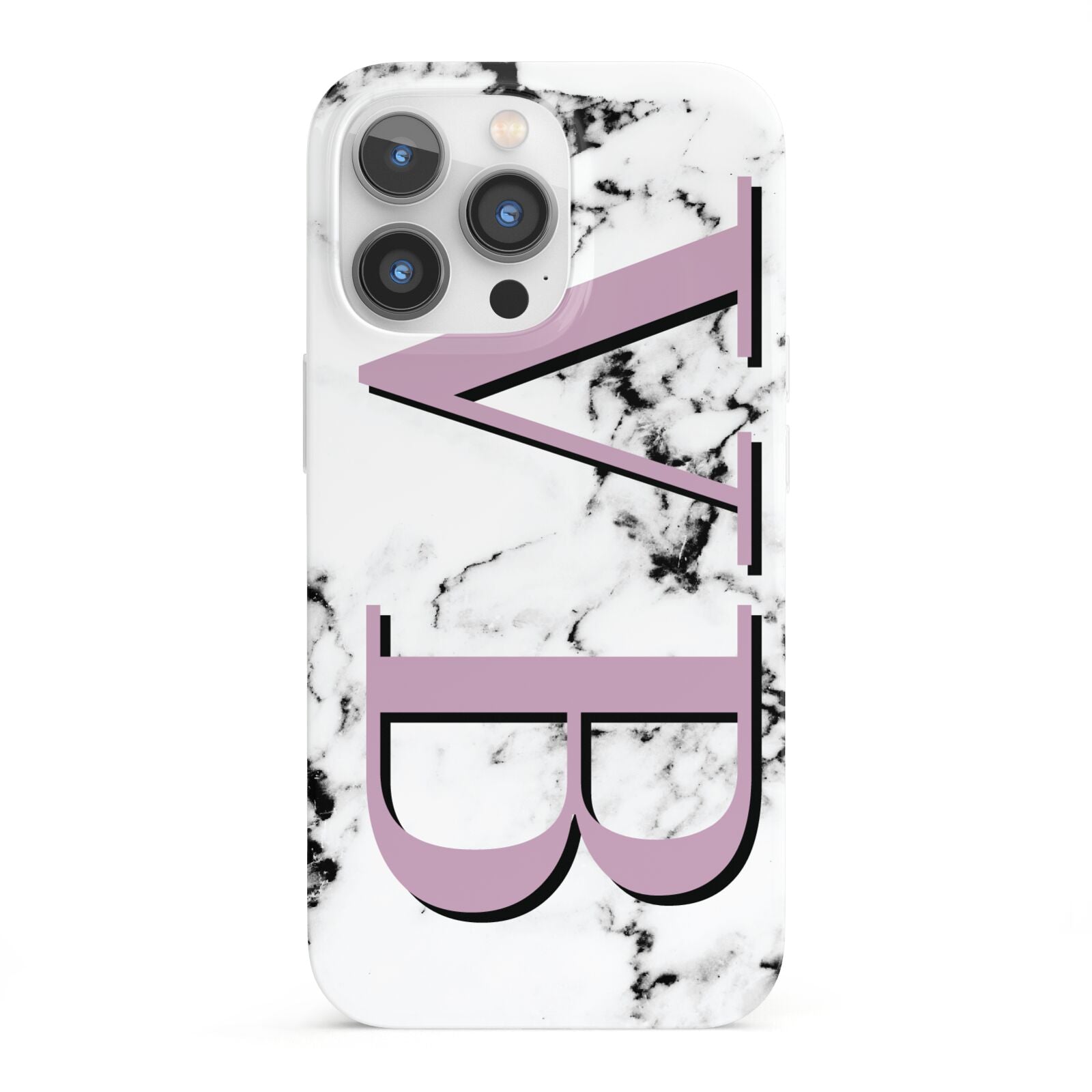 Personalised Purple Big Initials Marble iPhone 13 Pro Full Wrap 3D Snap Case