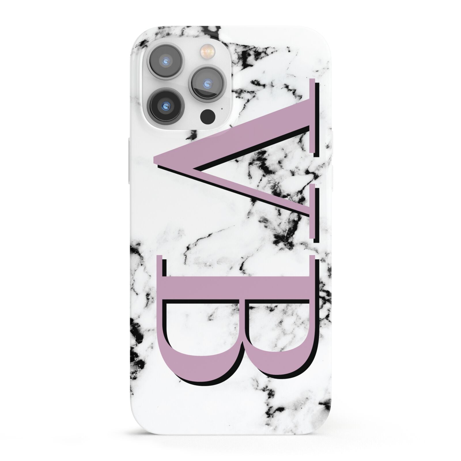 Personalised Purple Big Initials Marble iPhone 13 Pro Max Full Wrap 3D Snap Case