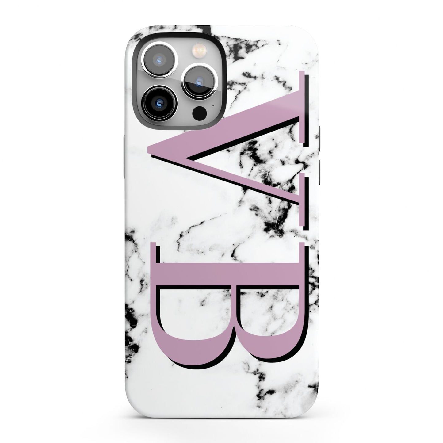 Personalised Purple Big Initials Marble iPhone 13 Pro Max Full Wrap 3D Tough Case