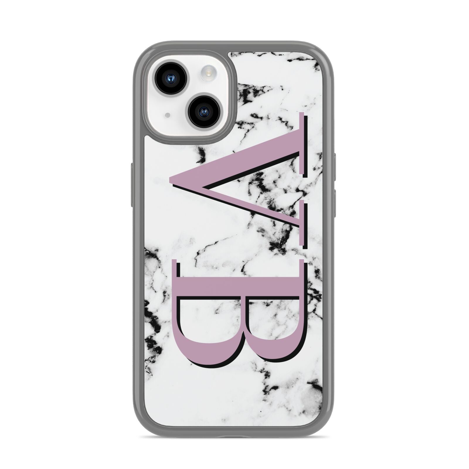 Personalised Purple Big Initials Marble iPhone 14 Clear Tough Case Starlight