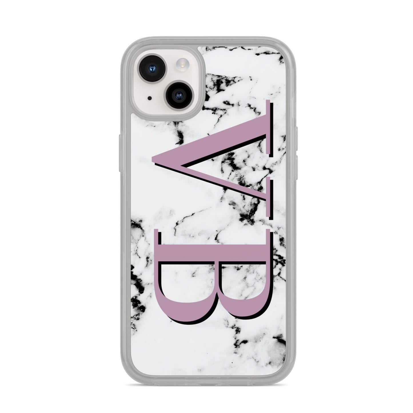 Personalised Purple Big Initials Marble iPhone 14 Plus Clear Tough Case Starlight