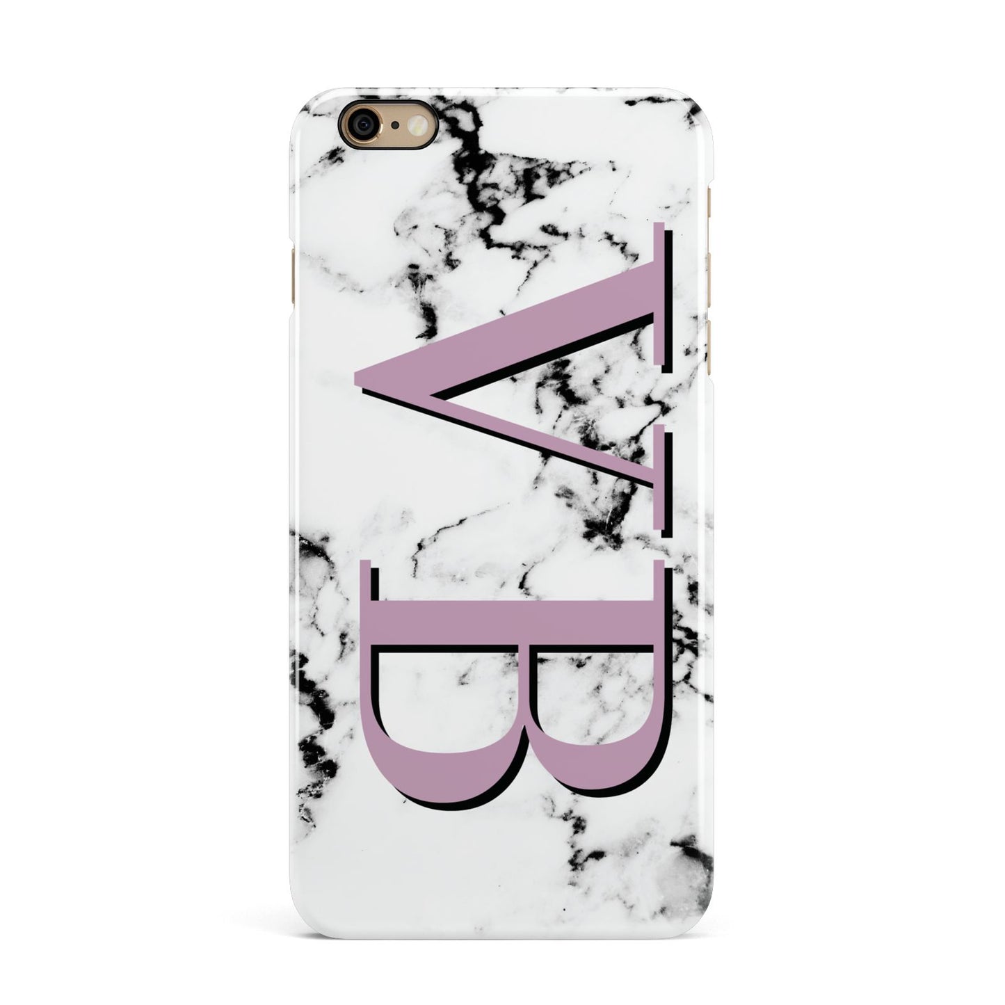 Personalised Purple Big Initials Marble iPhone 6 Plus 3D Snap Case on Gold Phone