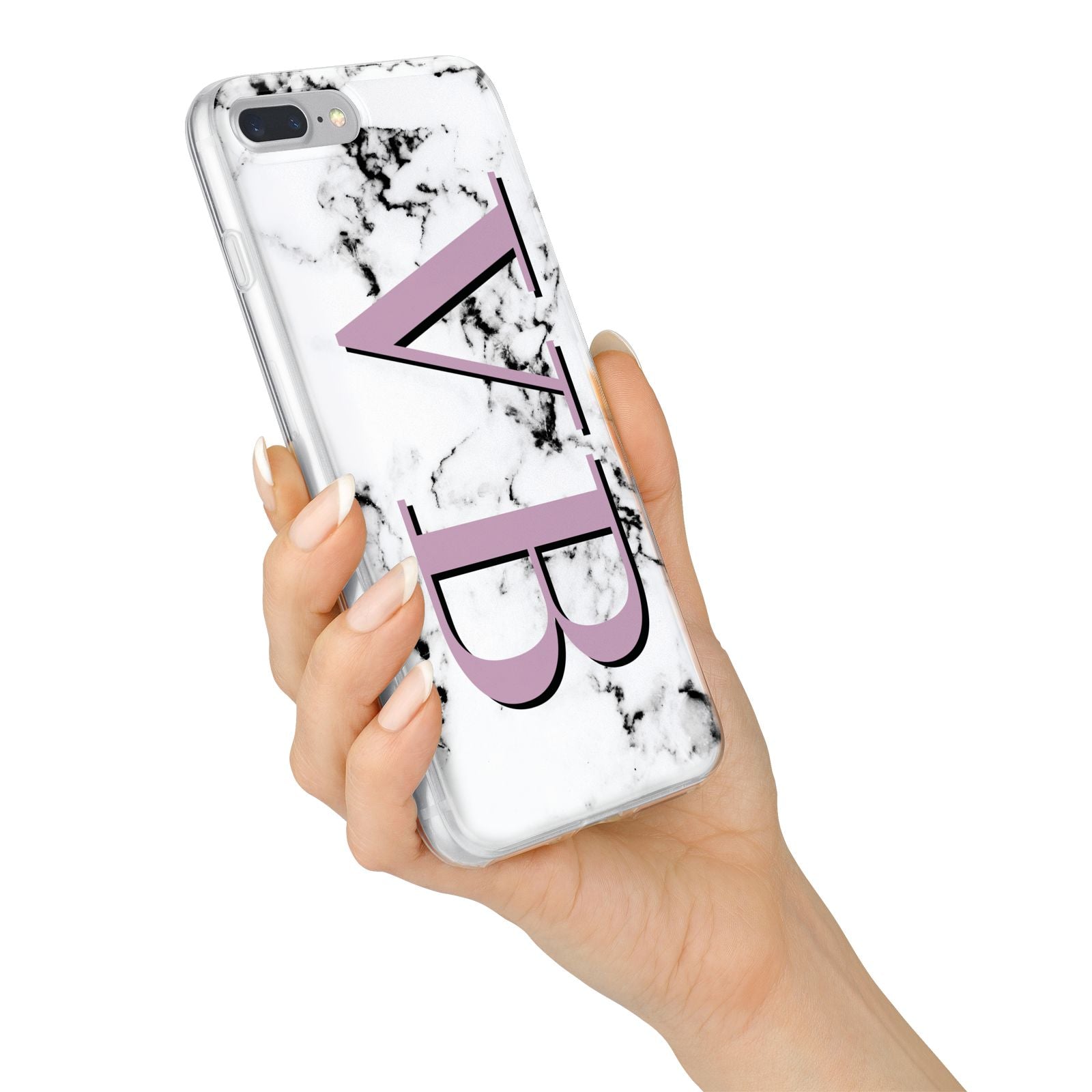 Personalised Purple Big Initials Marble iPhone 7 Plus Bumper Case on Silver iPhone Alternative Image