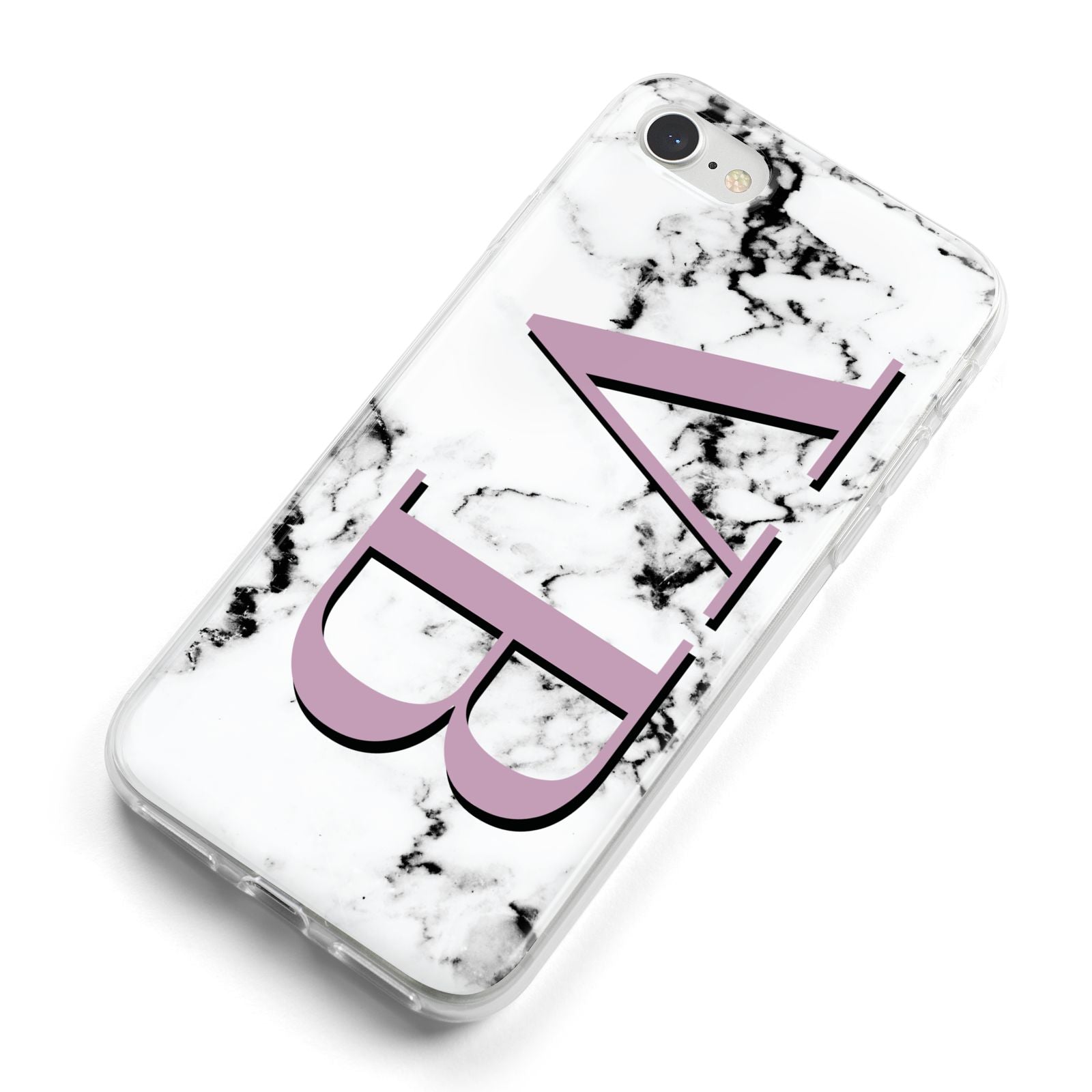 Personalised Purple Big Initials Marble iPhone 8 Bumper Case on Silver iPhone Alternative Image