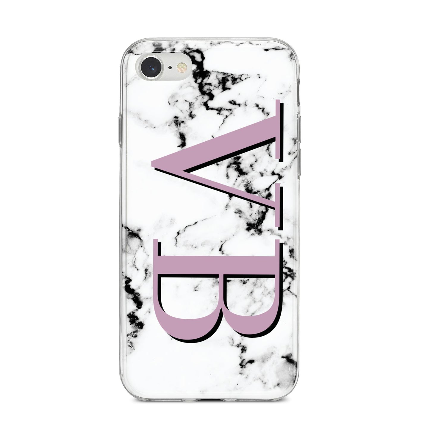 Personalised Purple Big Initials Marble iPhone 8 Bumper Case on Silver iPhone