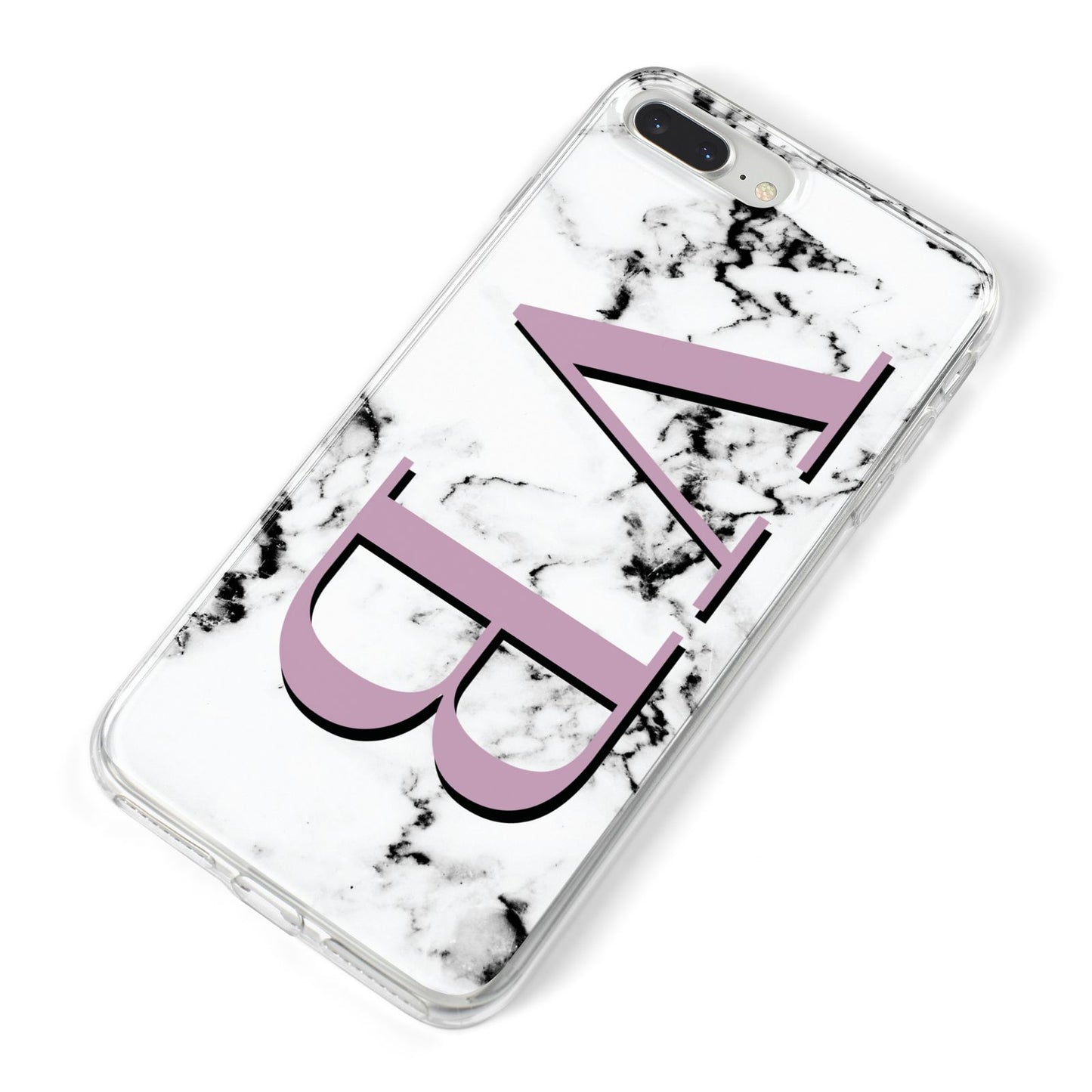 Personalised Purple Big Initials Marble iPhone 8 Plus Bumper Case on Silver iPhone Alternative Image