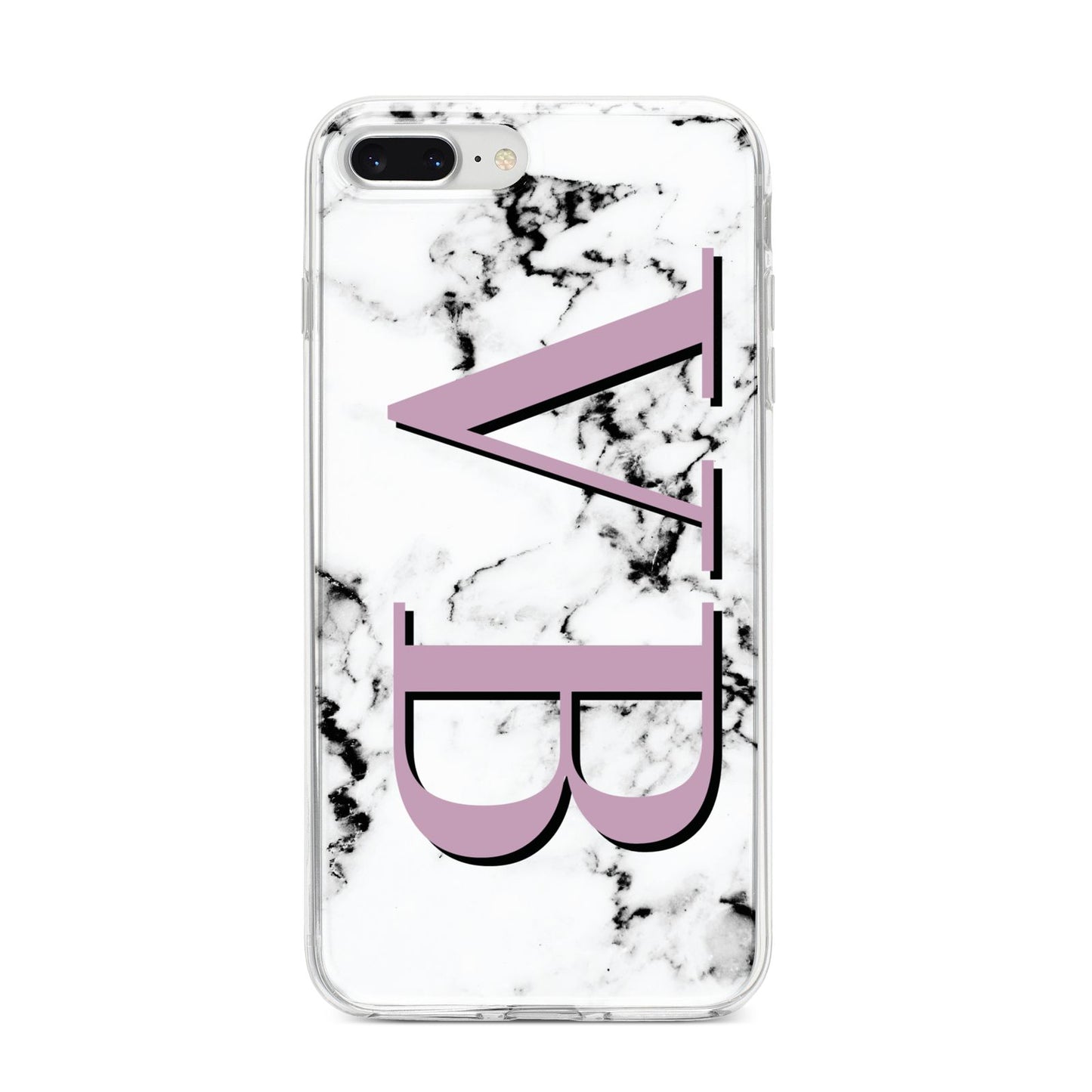 Personalised Purple Big Initials Marble iPhone 8 Plus Bumper Case on Silver iPhone