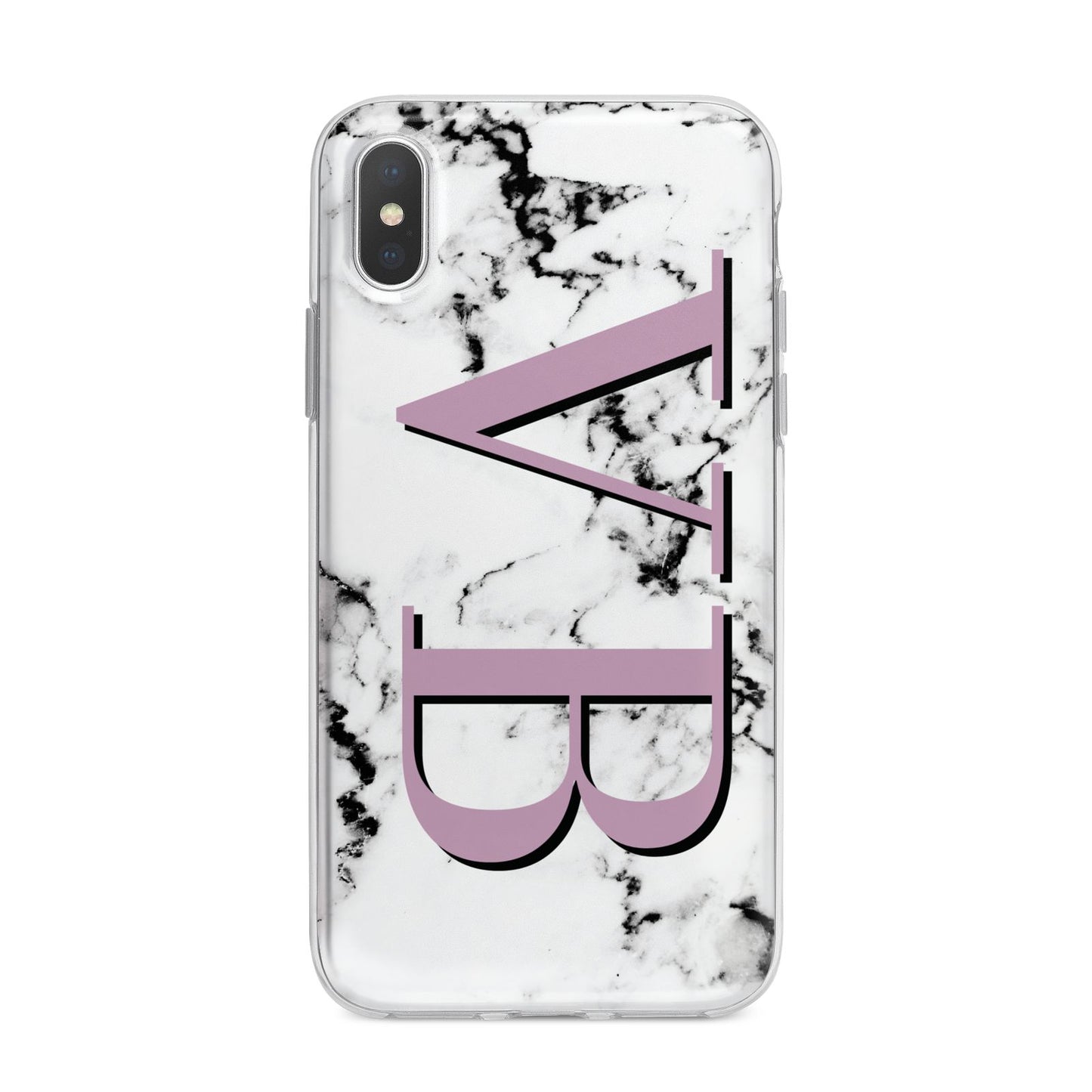 Personalised Purple Big Initials Marble iPhone X Bumper Case on Silver iPhone Alternative Image 1