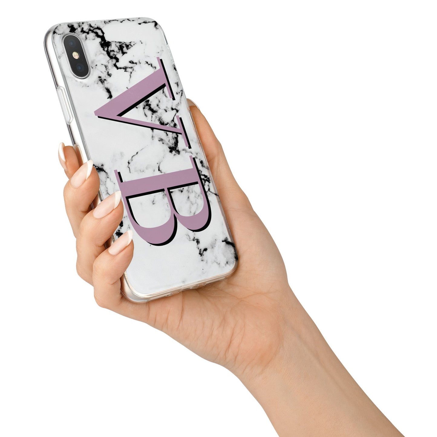 Personalised Purple Big Initials Marble iPhone X Bumper Case on Silver iPhone Alternative Image 2