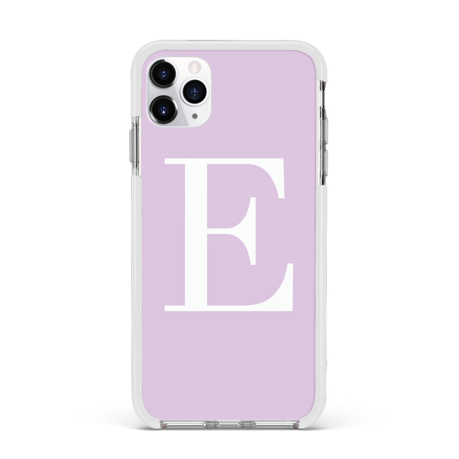 Personalised Purple Black Initial Apple iPhone 11 Pro Max in Silver with White Impact Case