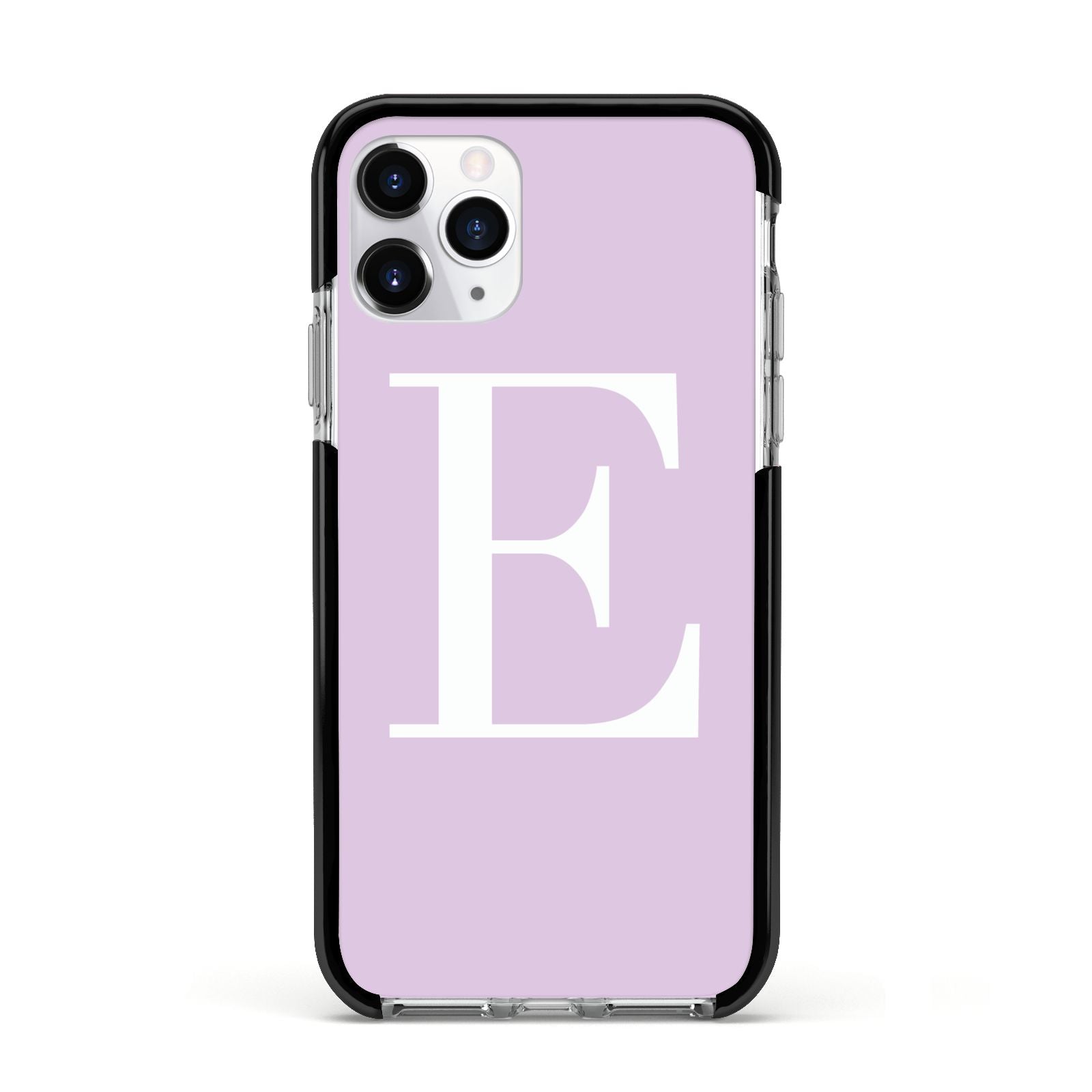 Personalised Purple Black Initial Apple iPhone 11 Pro in Silver with Black Impact Case