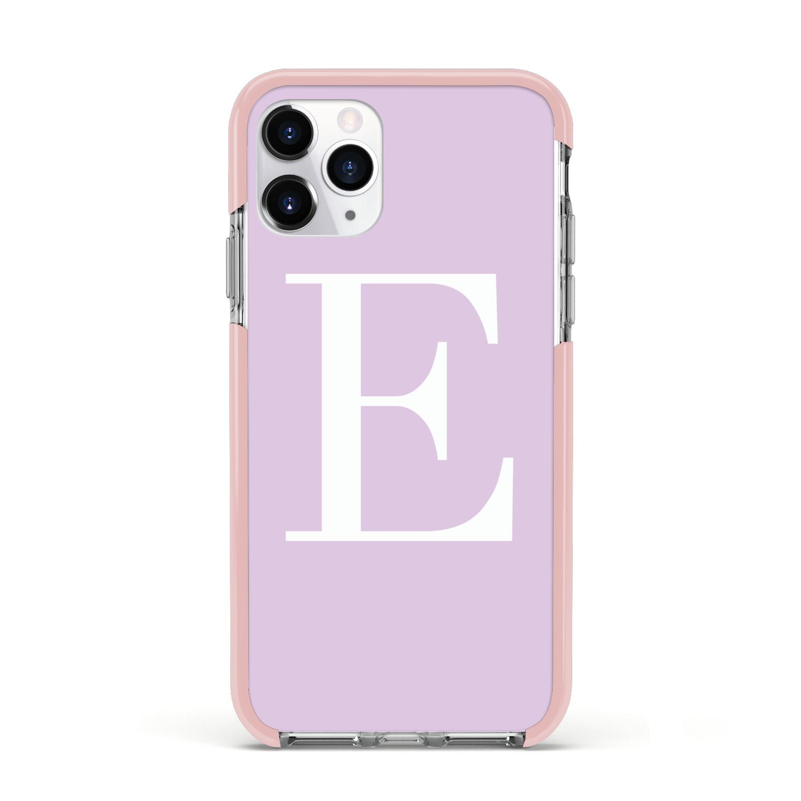 Personalised Purple Black Initial Apple iPhone 11 Pro in Silver with Pink Impact Case