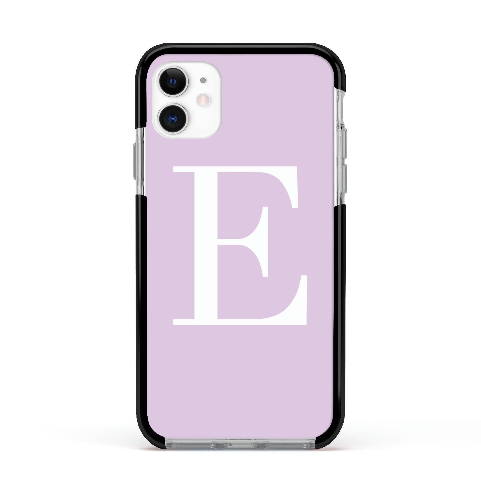 Personalised Purple Black Initial Apple iPhone 11 in White with Black Impact Case