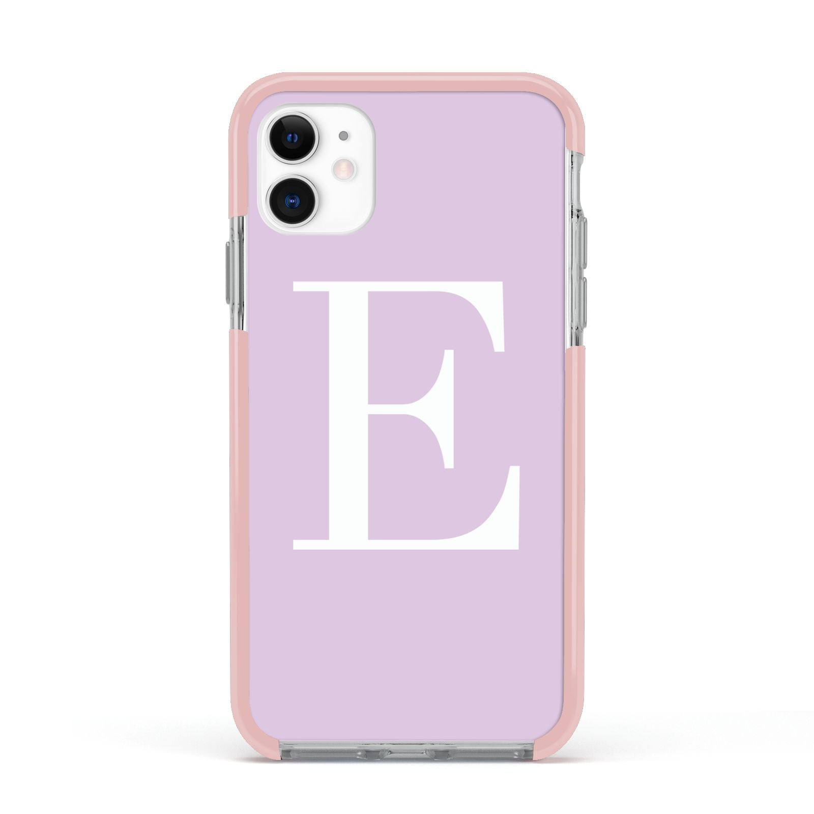 Personalised Purple Black Initial Apple iPhone 11 in White with Pink Impact Case